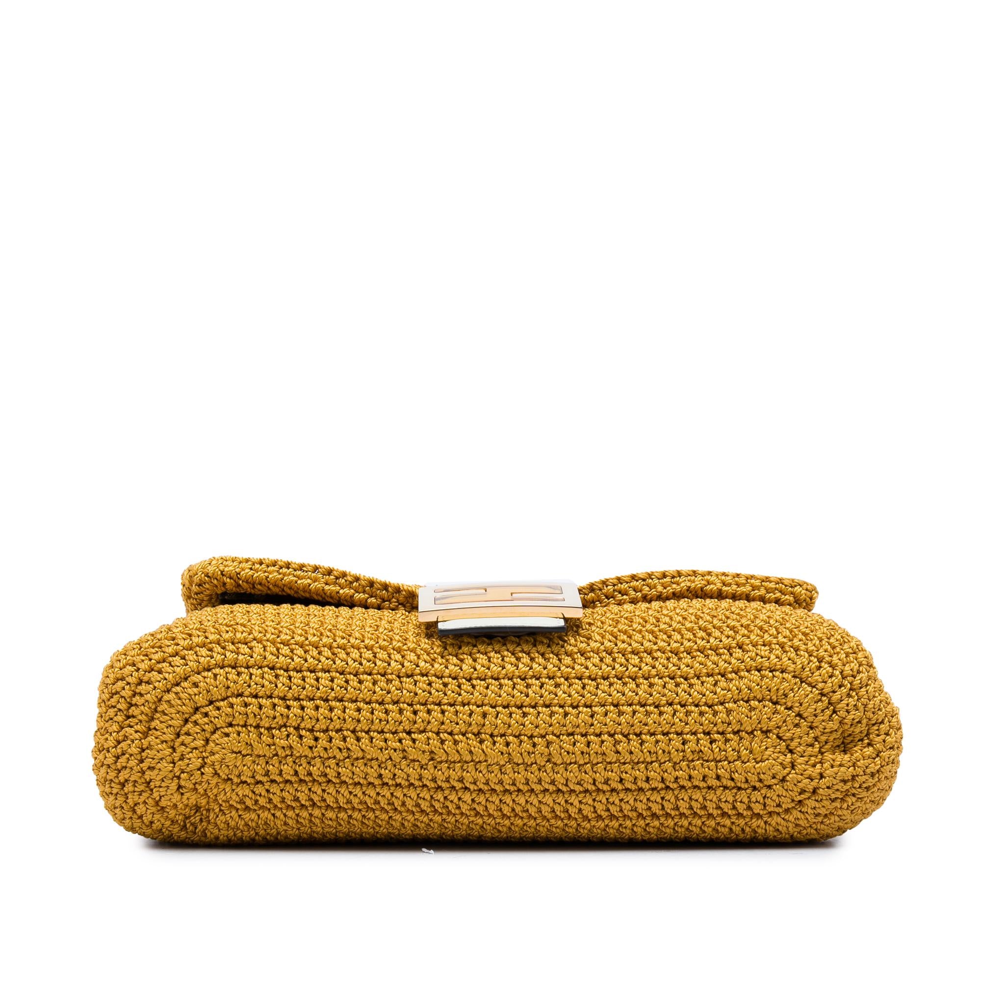 Fendi Crochet Raffia Baguette Satchel