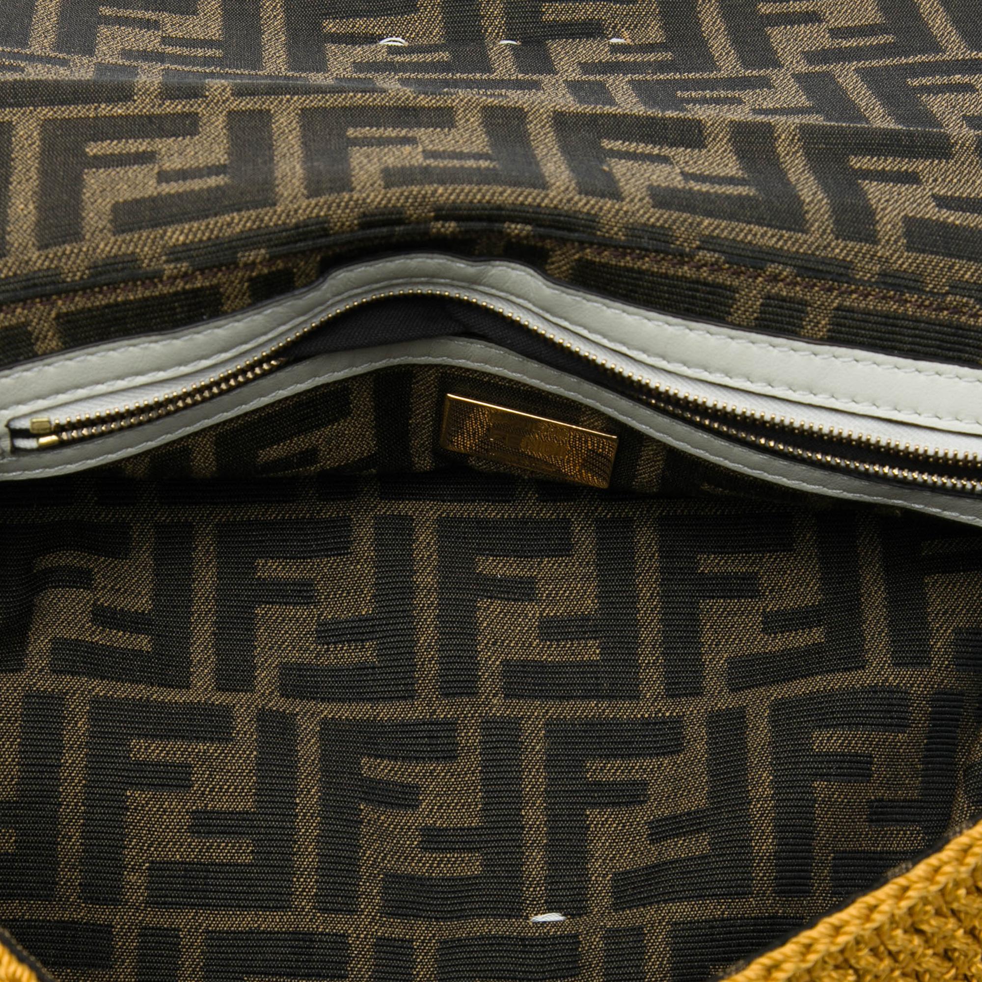 Fendi Crochet Raffia Baguette Satchel