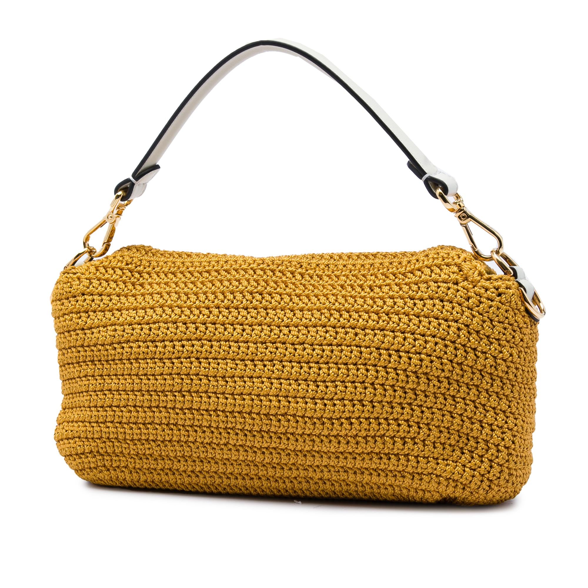 Fendi Crochet Raffia Baguette Satchel