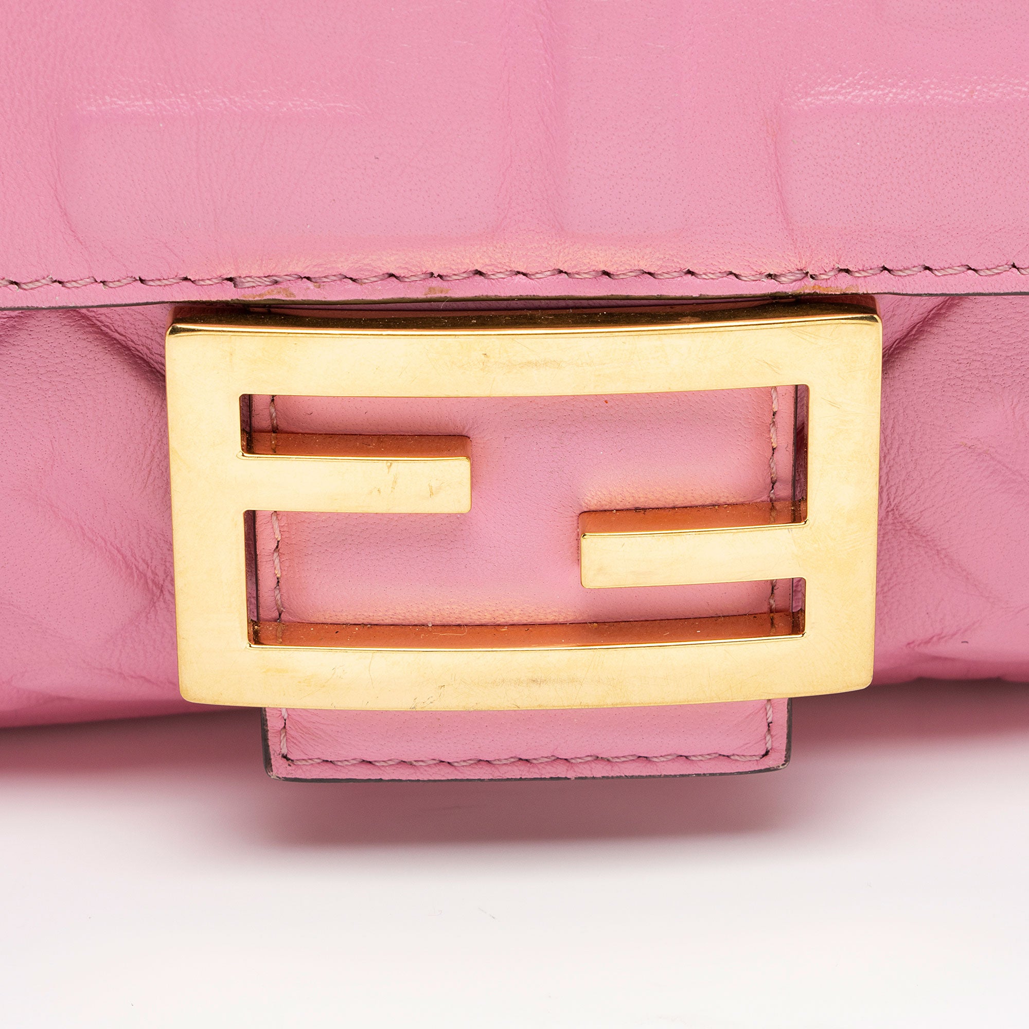 Fendi Embossed Leather FF 1974 Baguette Shoulder Bag (SHF-nc63Ja)