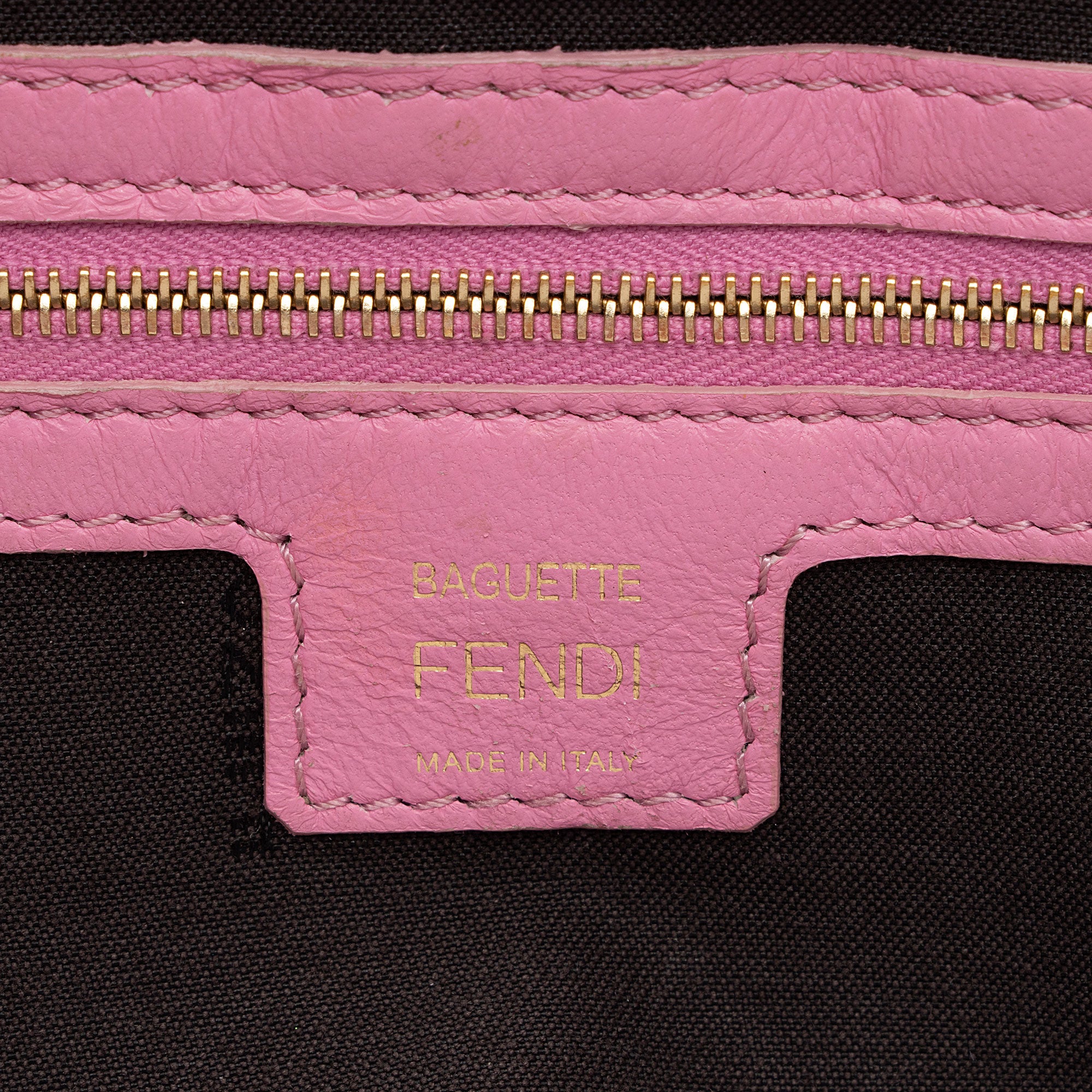 Fendi Embossed Leather FF 1974 Baguette Shoulder Bag (SHF-nc63Ja)