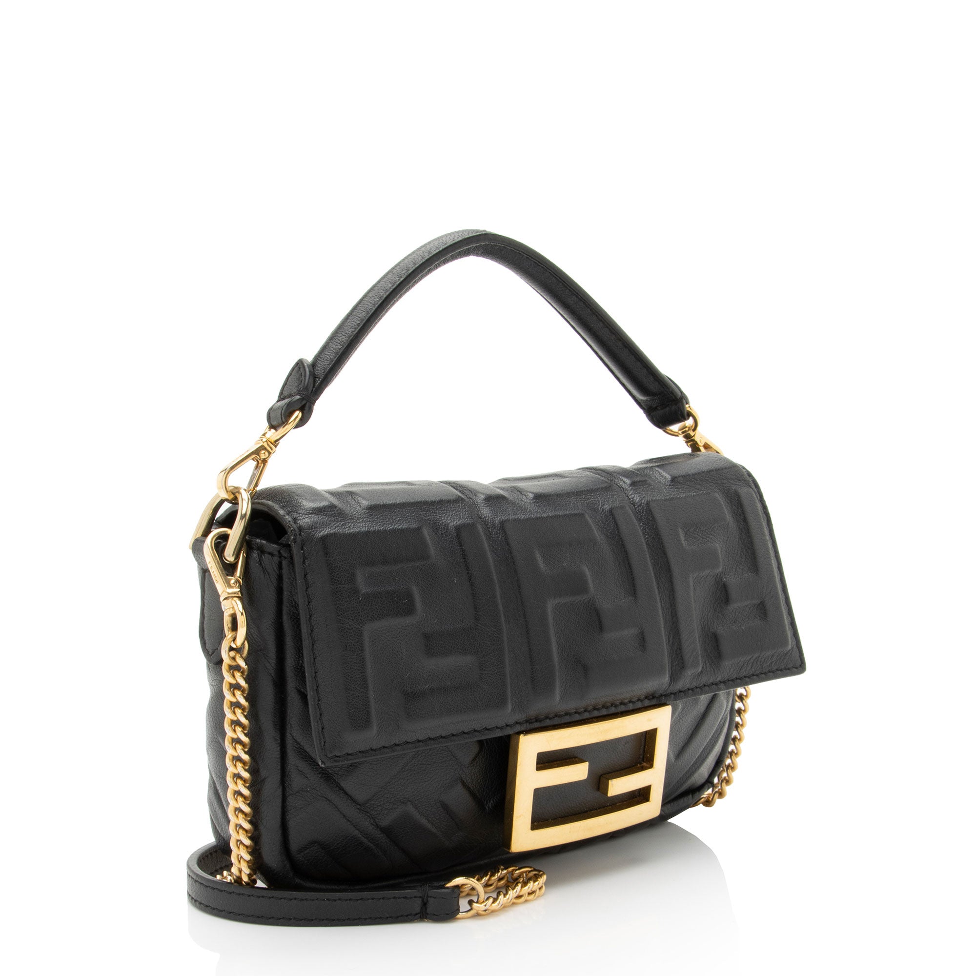 Fendi FF Embossed 1974 Mini Baguette Shoulder Bag