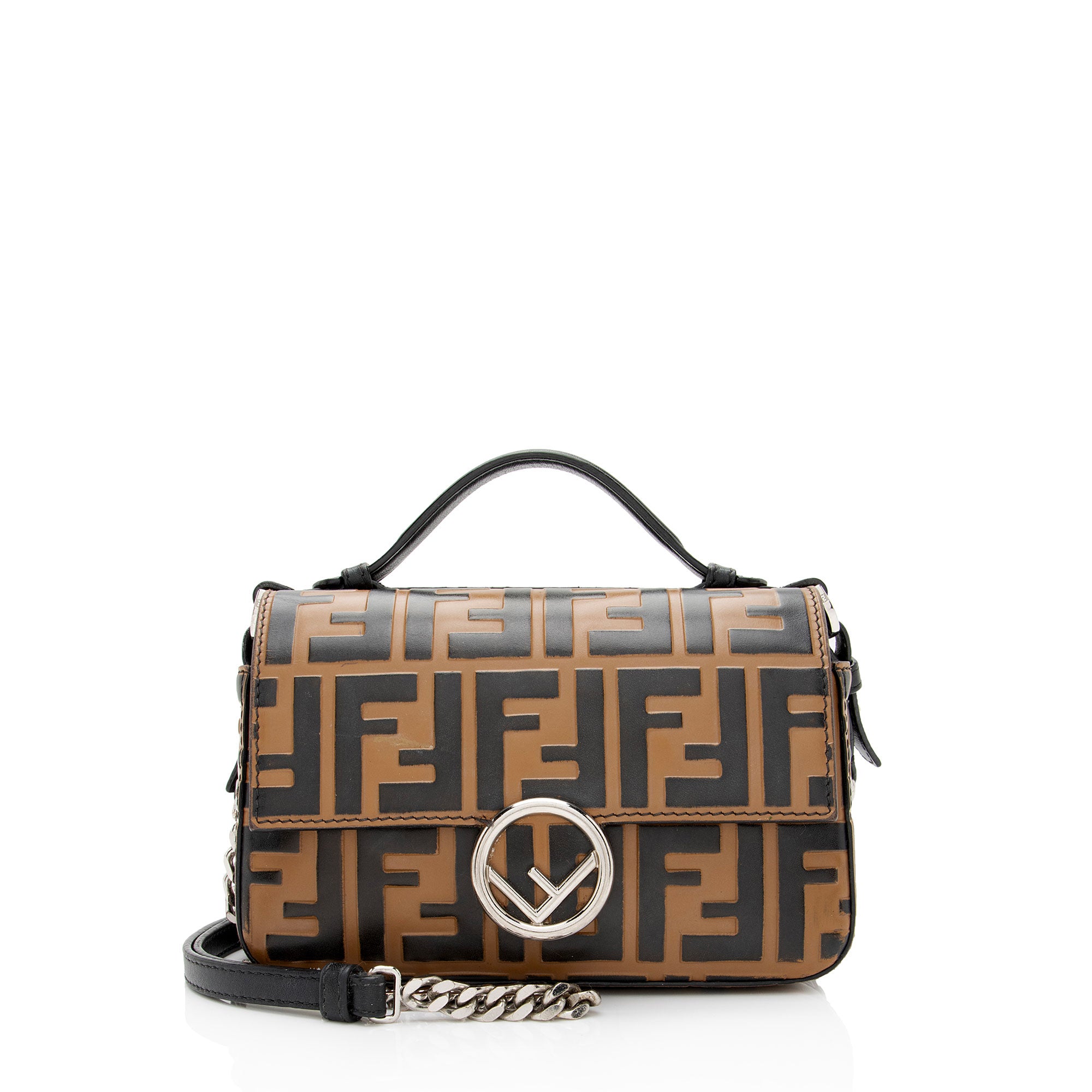 Fendi FF Embossed Calfskin Double Micro Baguette Bag (SHF-yQ8d8d)