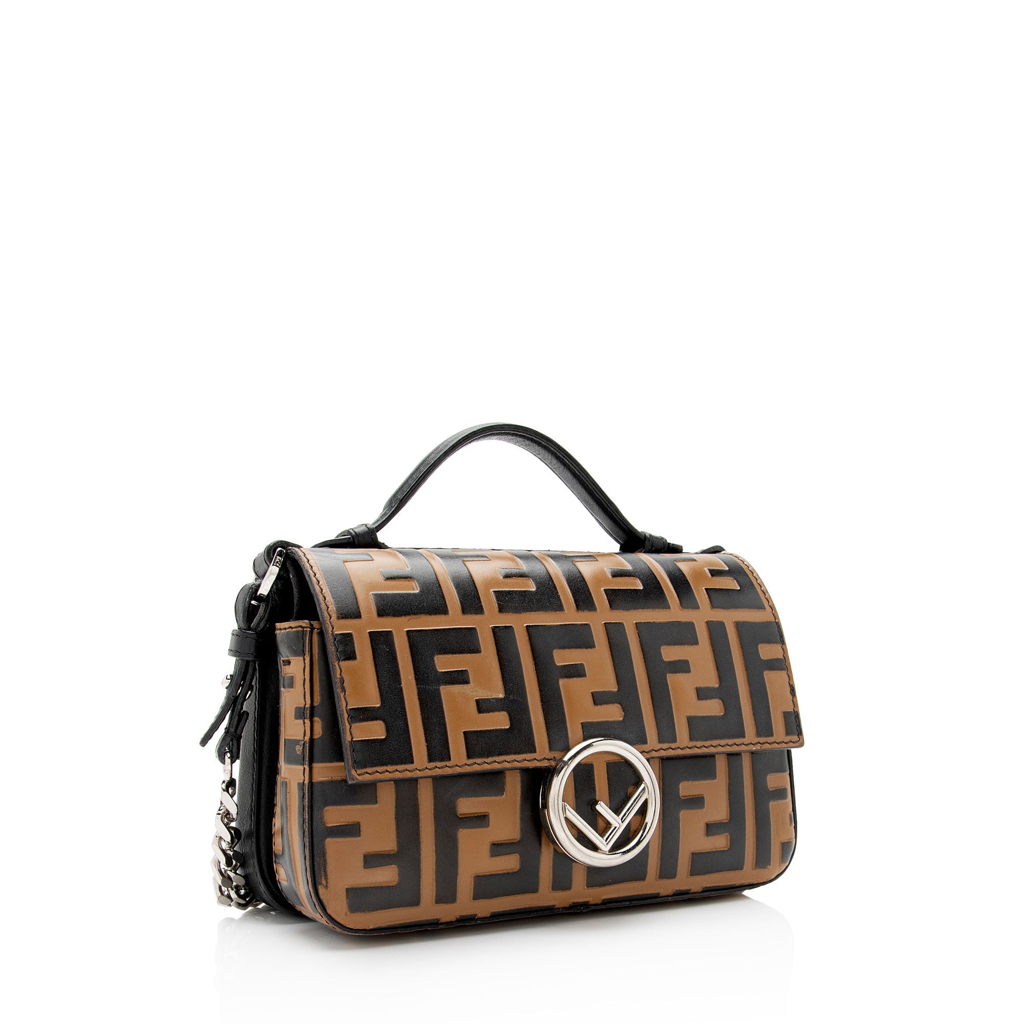 Fendi FF Embossed Calfskin Double Micro Baguette Bag (SHF-yQ8d8d)