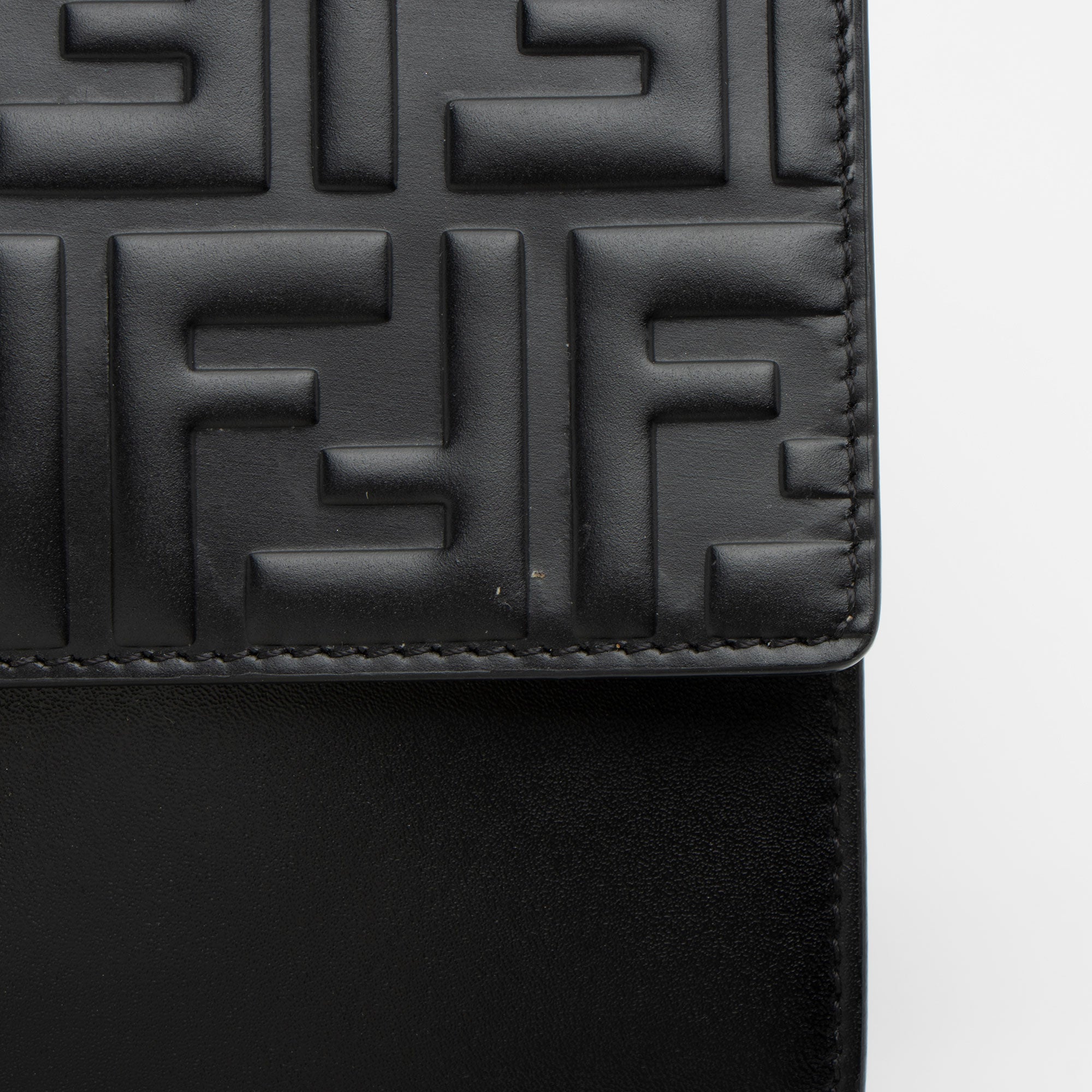 Fendi FF Embossed Calfskin Kan I Small Shoulder Bag (SHF-V5TTUT)