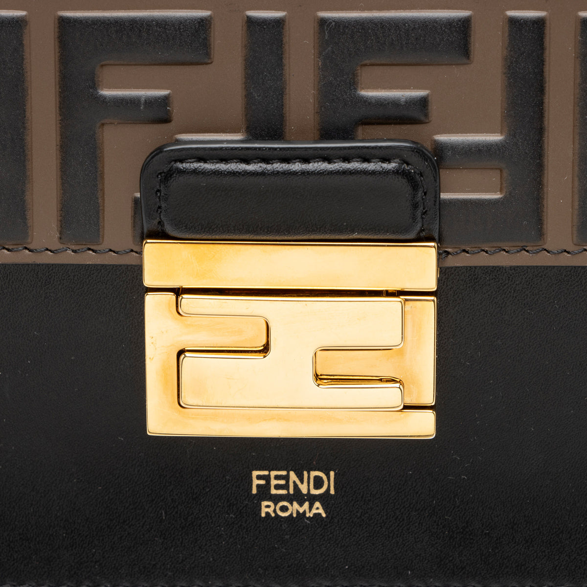 Fendi FF Embossed Calfskin Kan U Medium Shoulder Bag