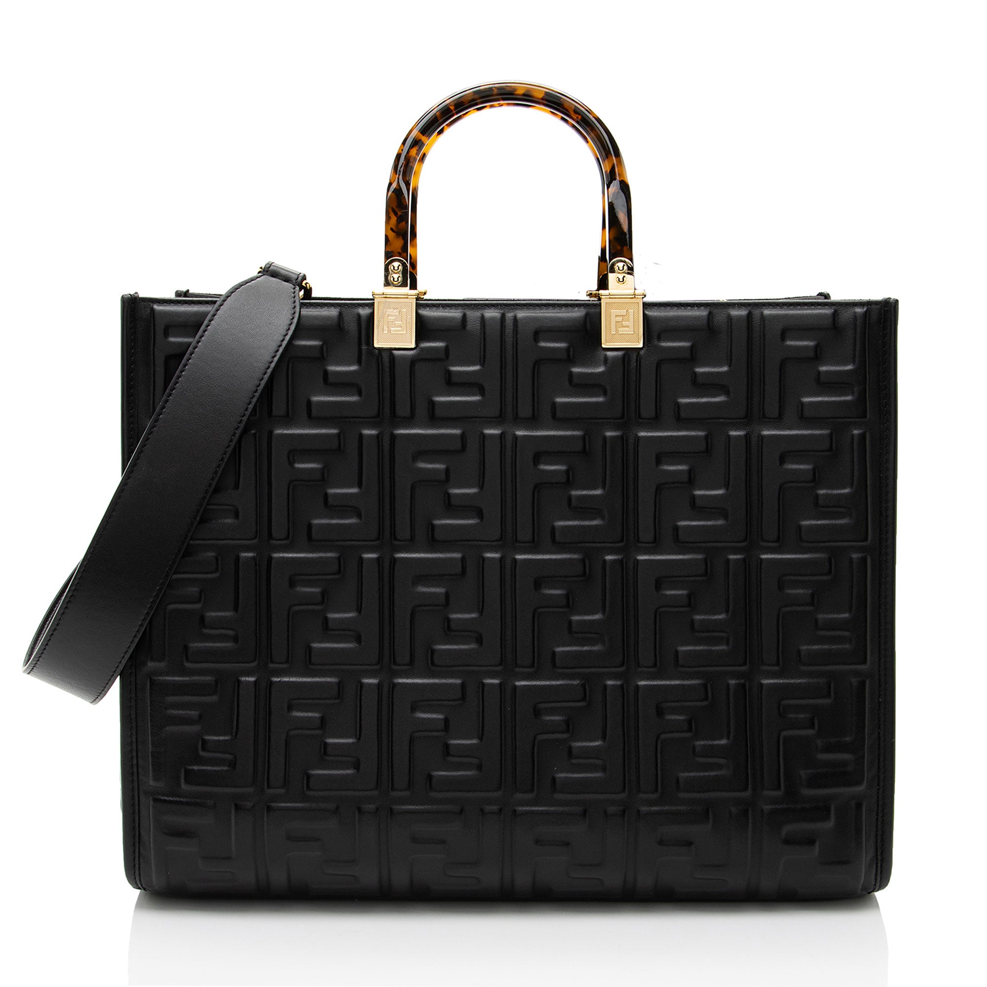 Fendi FF Embossed Calfskin Sunshine Medium Shopper Tote