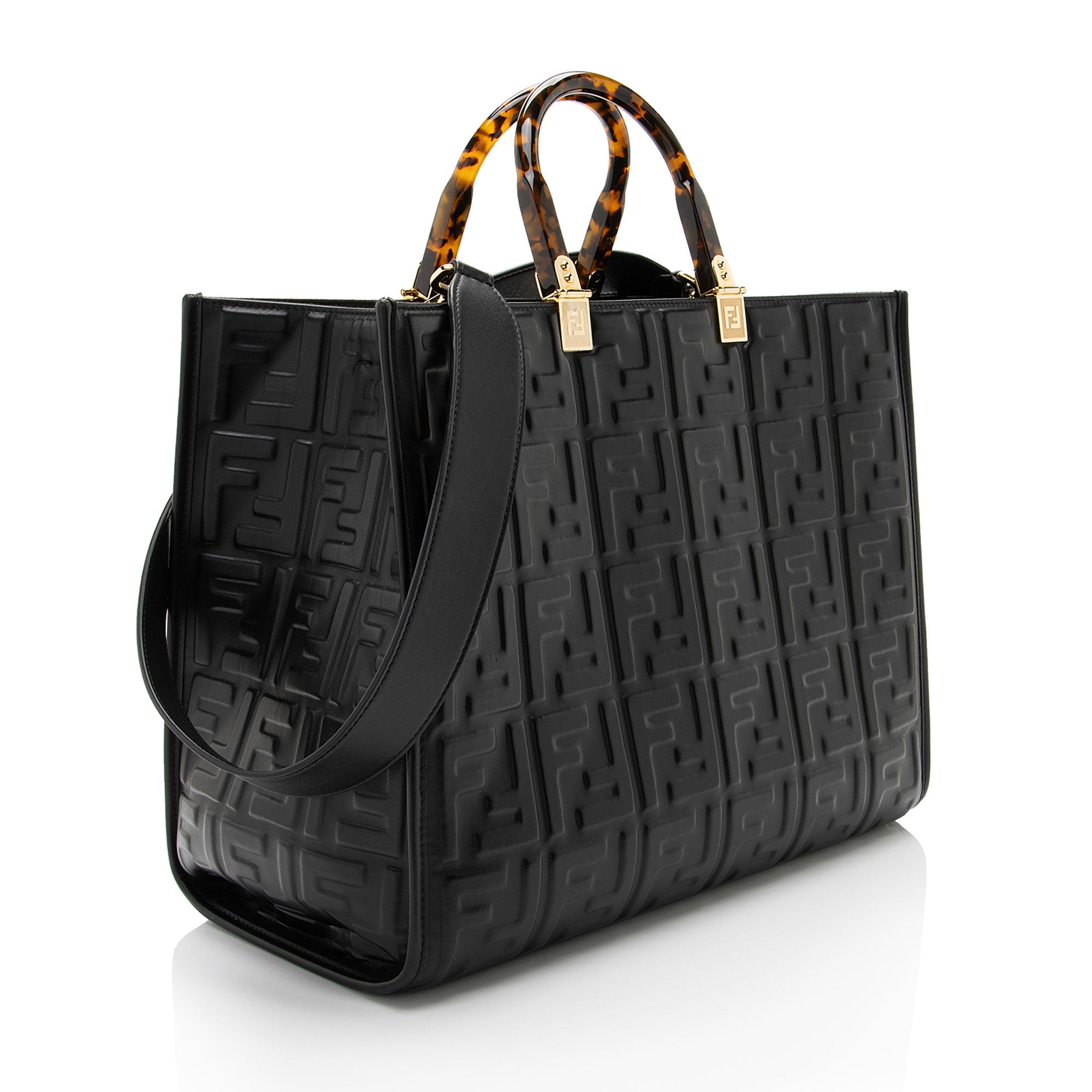 Fendi FF Embossed Calfskin Sunshine Medium Shopper Tote