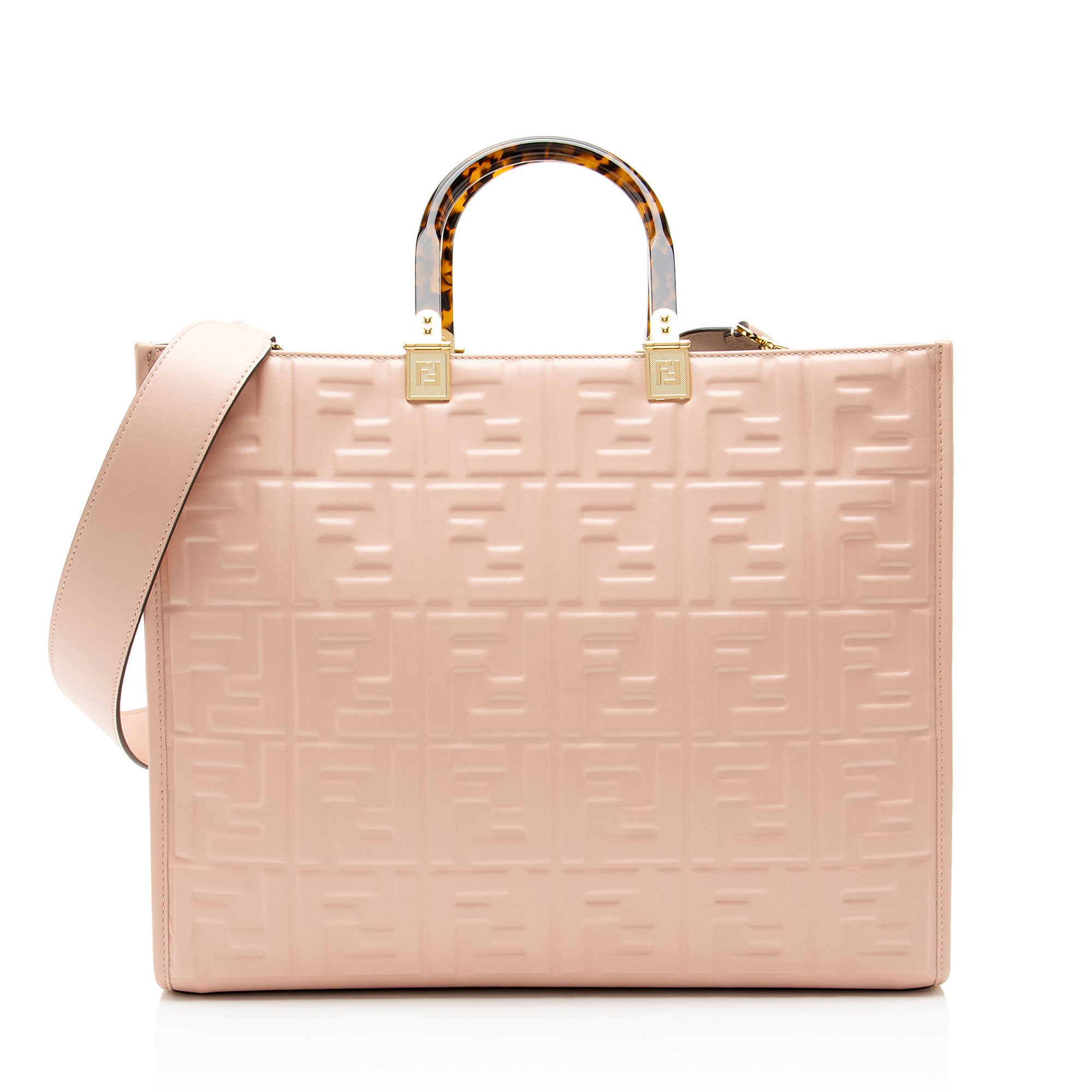 Fendi FF Embossed Calfskin Sunshine Medium Shopper Tote