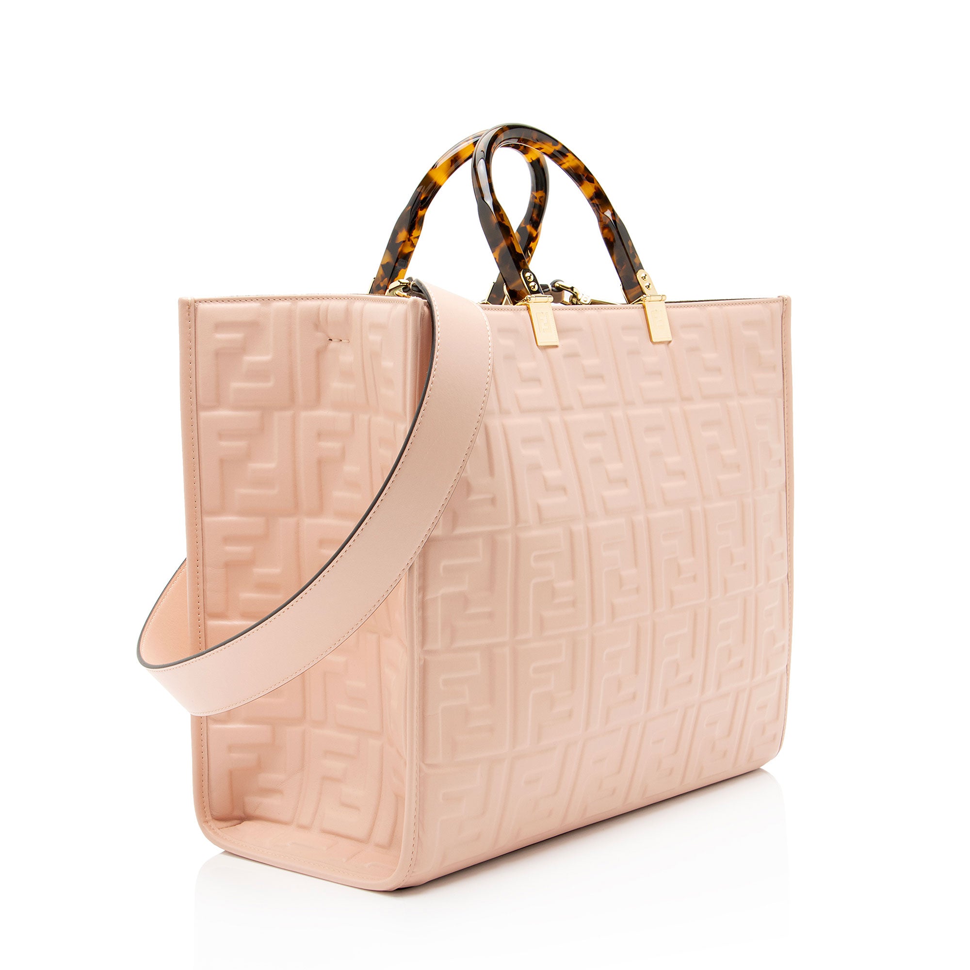 Fendi FF Embossed Calfskin Sunshine Medium Shopper Tote