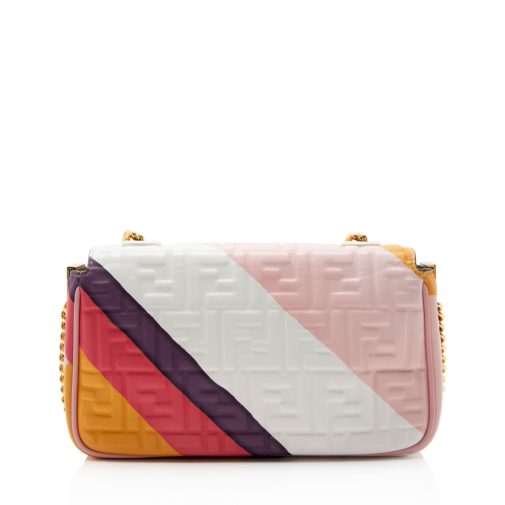Fendi FF Embossed Leather Midi Baguette