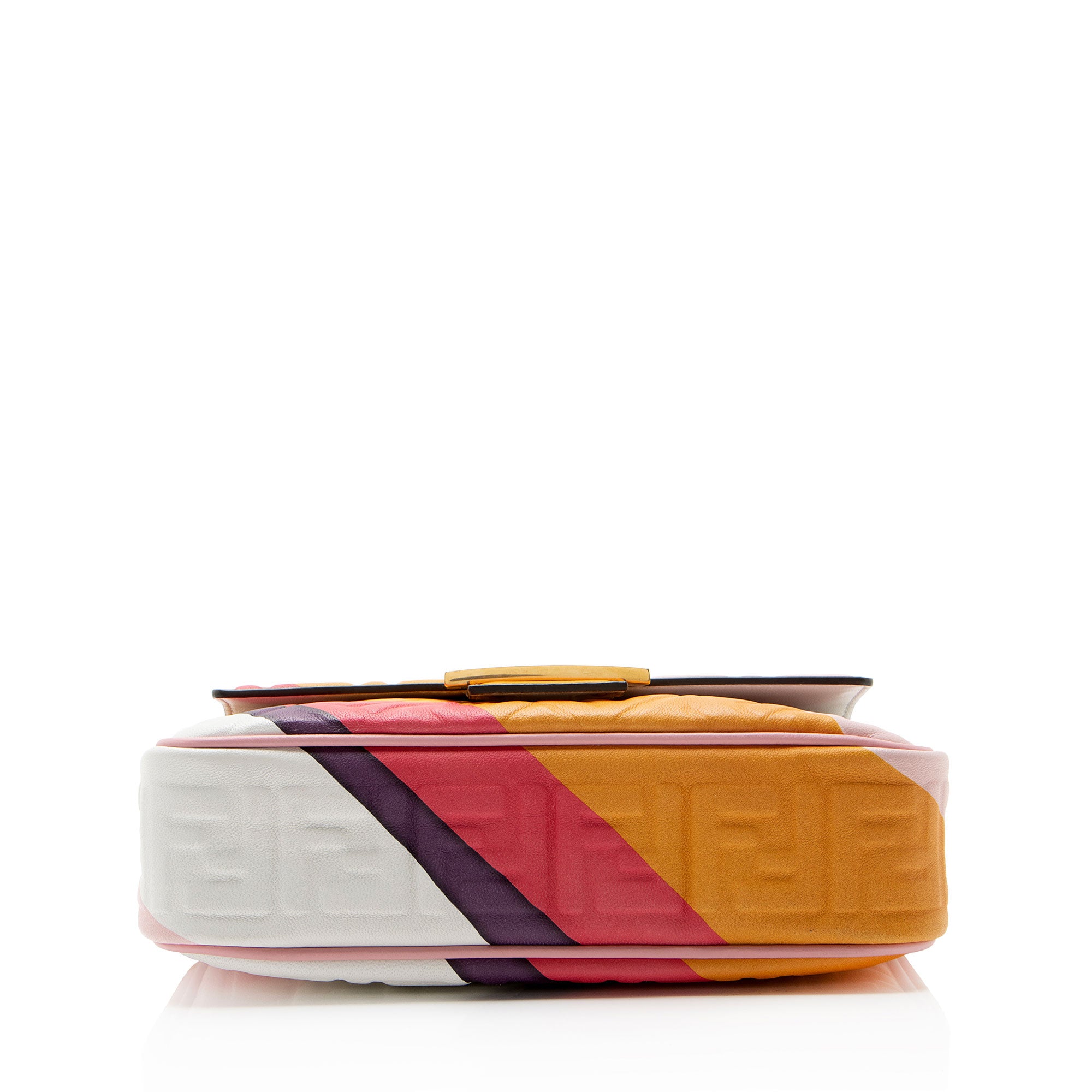 Fendi FF Embossed Leather Midi Baguette