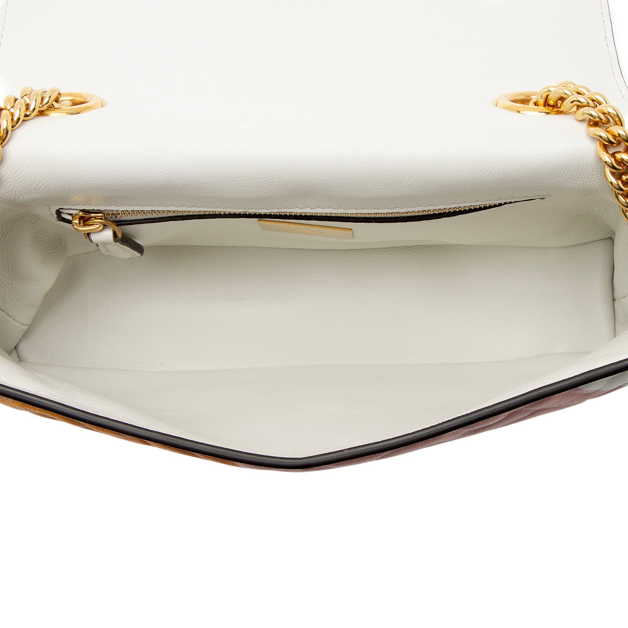 Fendi FF Embossed Leather Midi Baguette