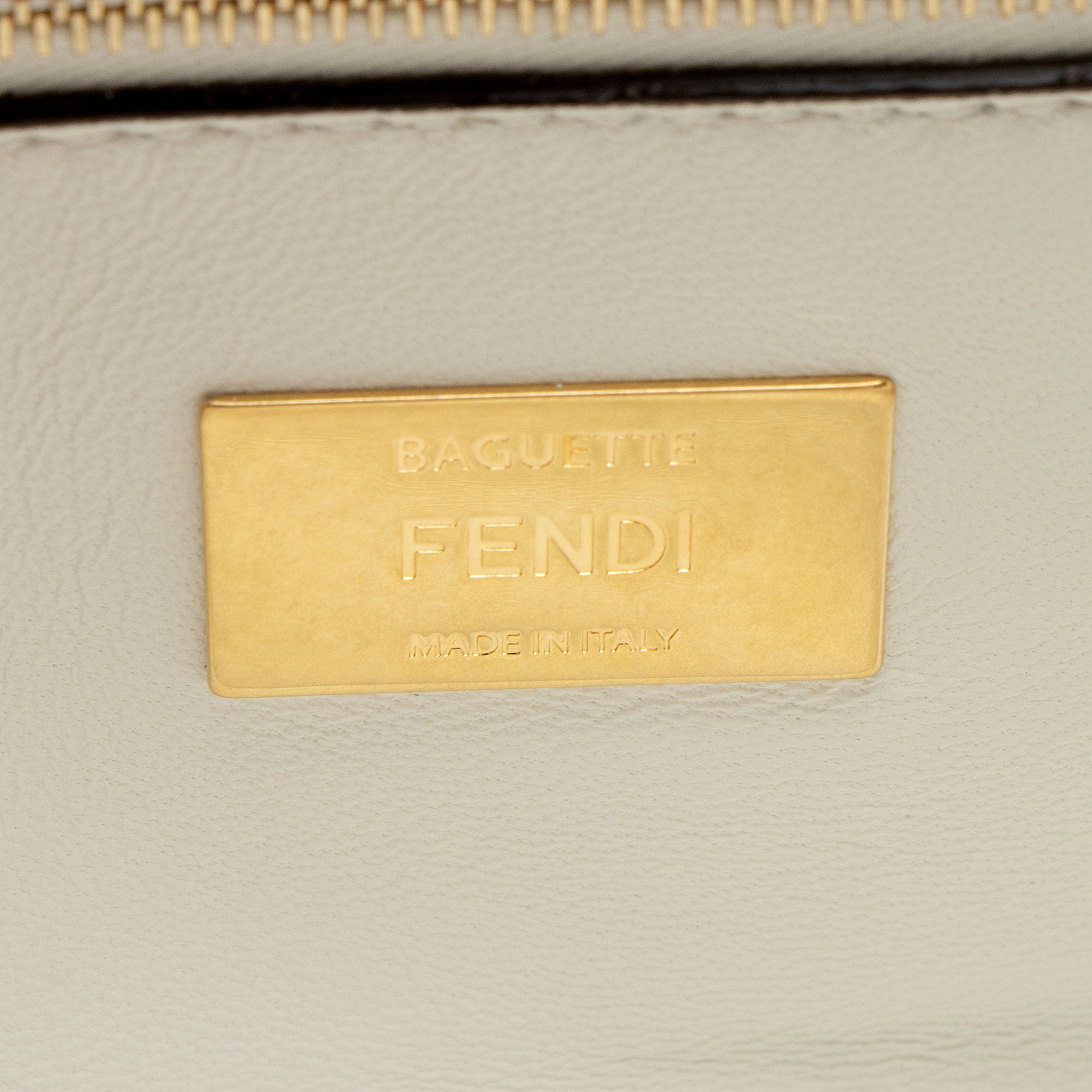 Fendi FF Embossed Leather Midi Baguette