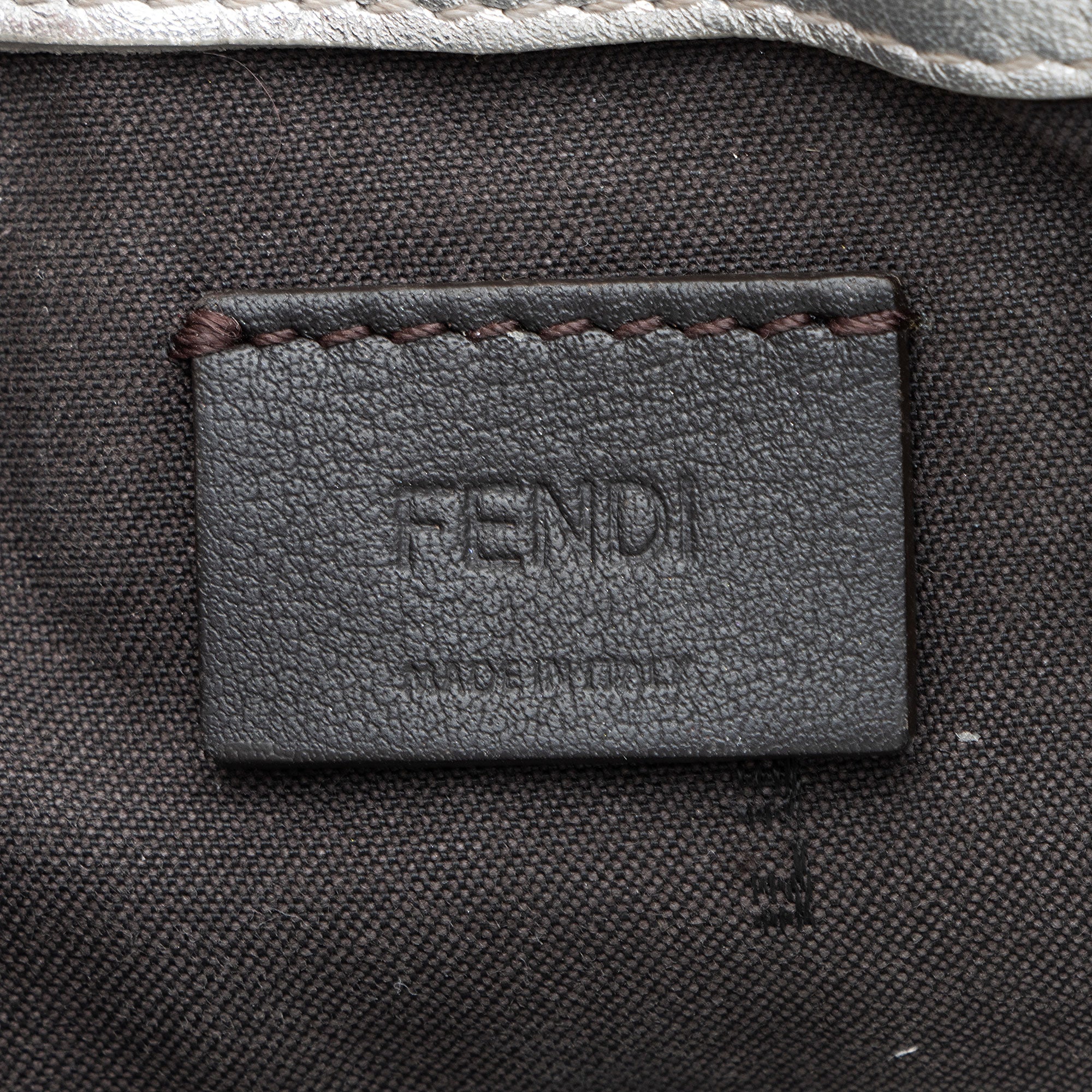 Fendi FF Embossed Metallic Leather Baguette Mini Shoulder Bag