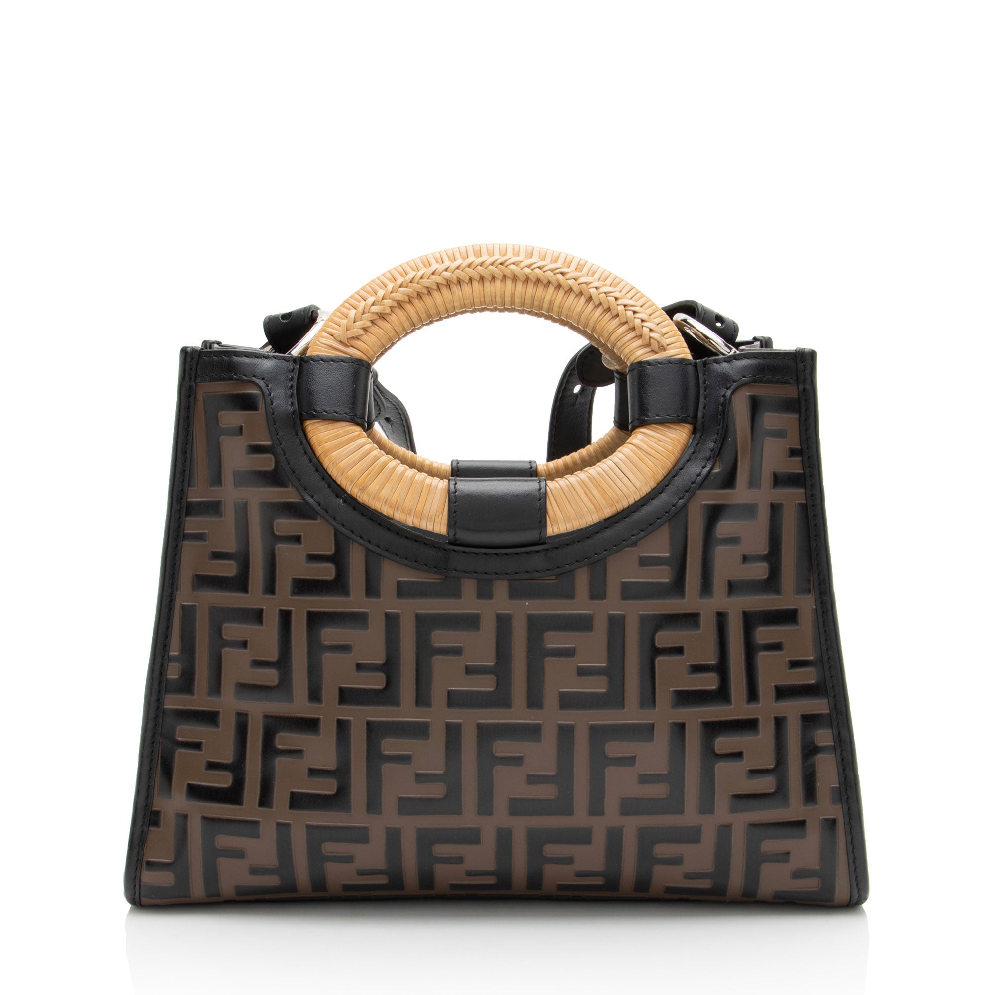 Fendi FF Embossed Vitello Wicker Century 1974 Runaway Small Shopper