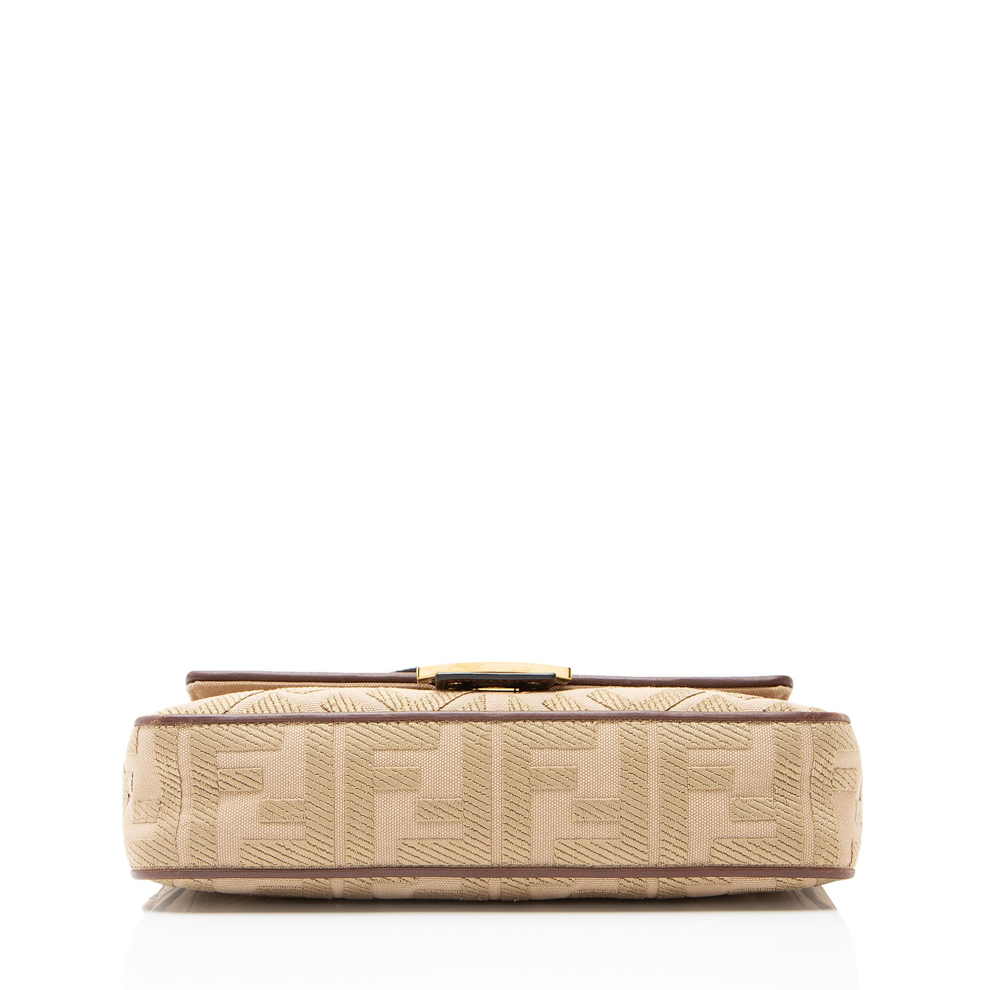 Fendi FF Embroidered Canvas Baguette Shoulder Bag