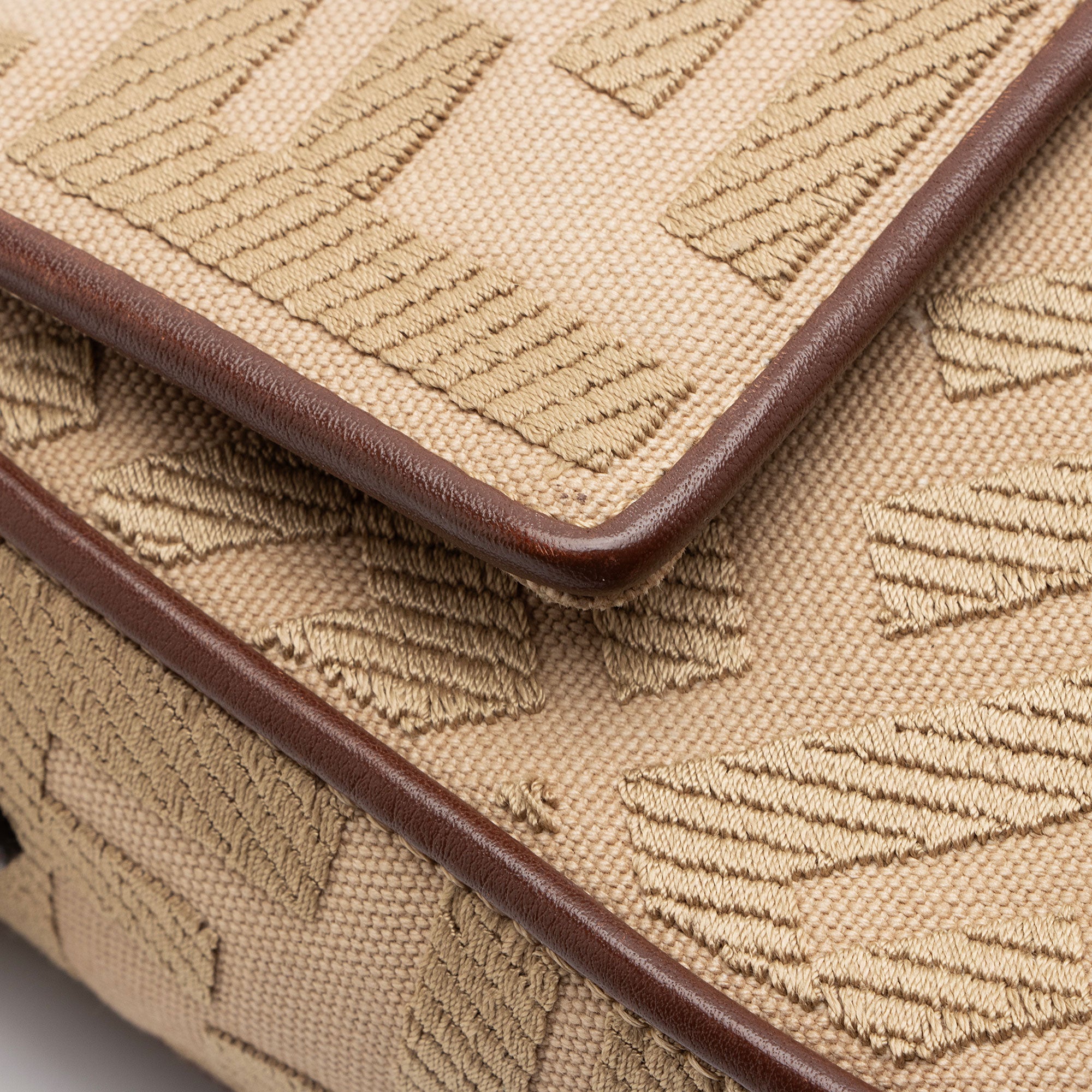 Fendi FF Embroidered Canvas Baguette Shoulder Bag