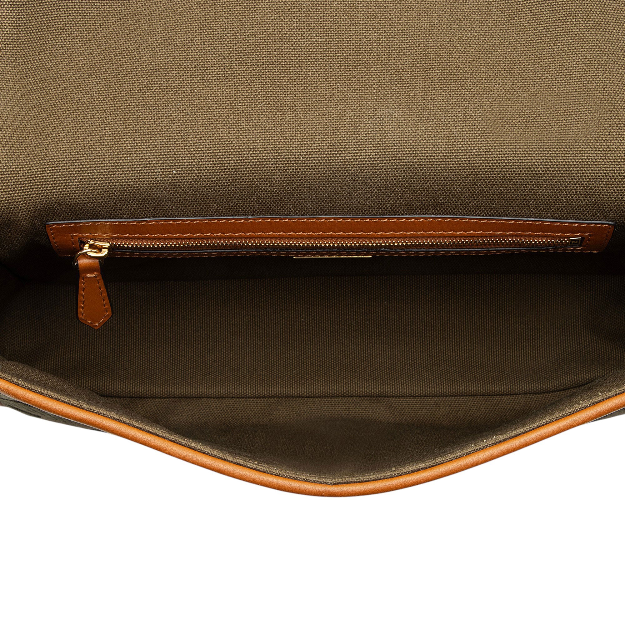 Fendi FF Embroidered Canvas Baguette Shoulder Bag