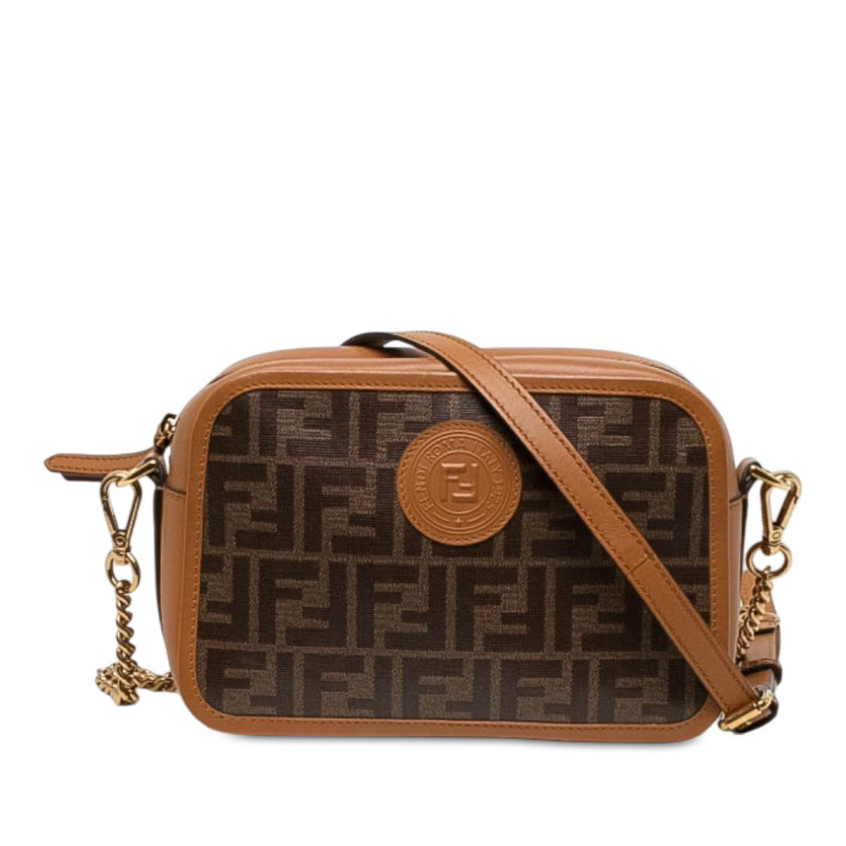 Fendi Glazed Fabric Vitello Century FF 1974 Camera Bag