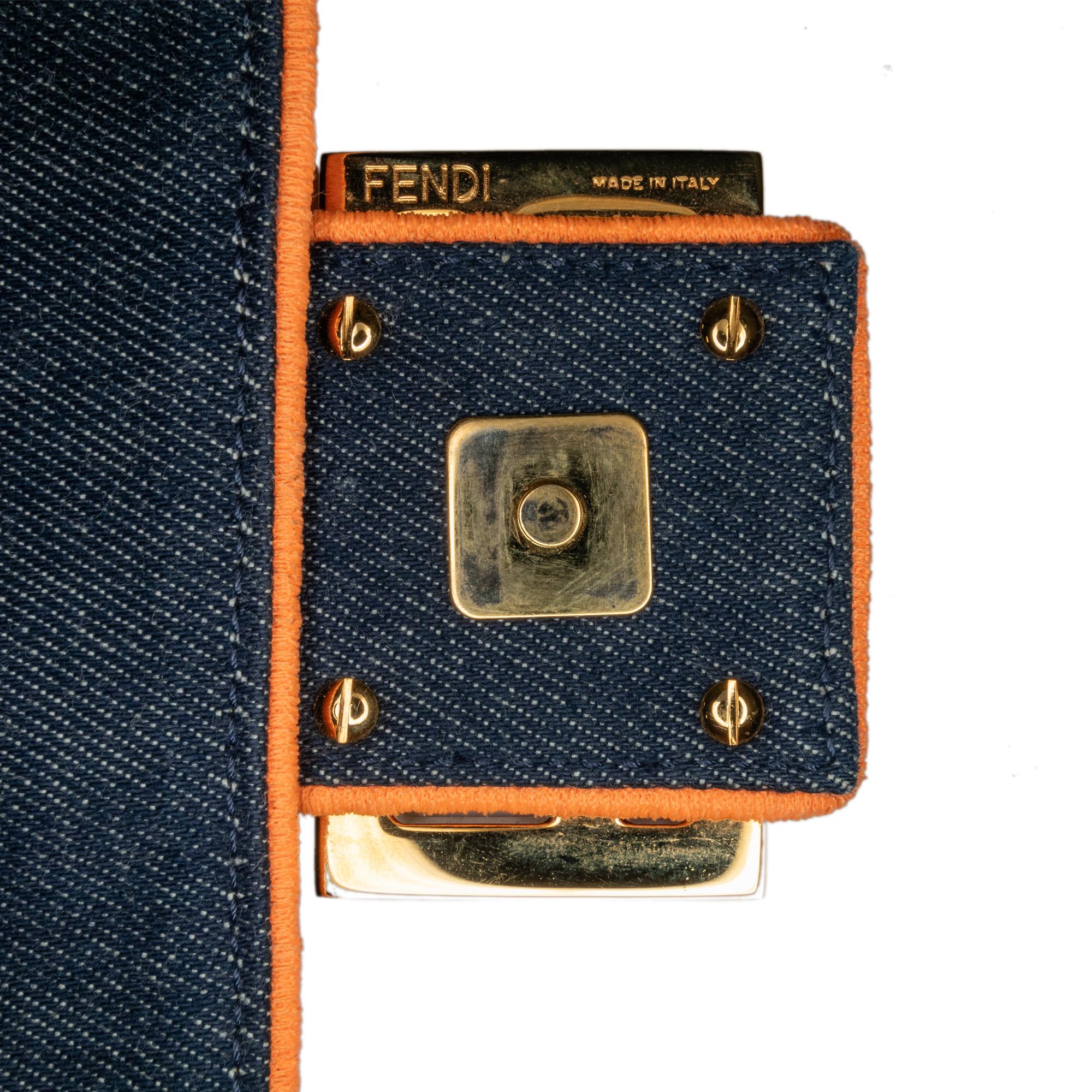 Fendi Large Denim Baguette Satchel (SHG-Fm5Rer)