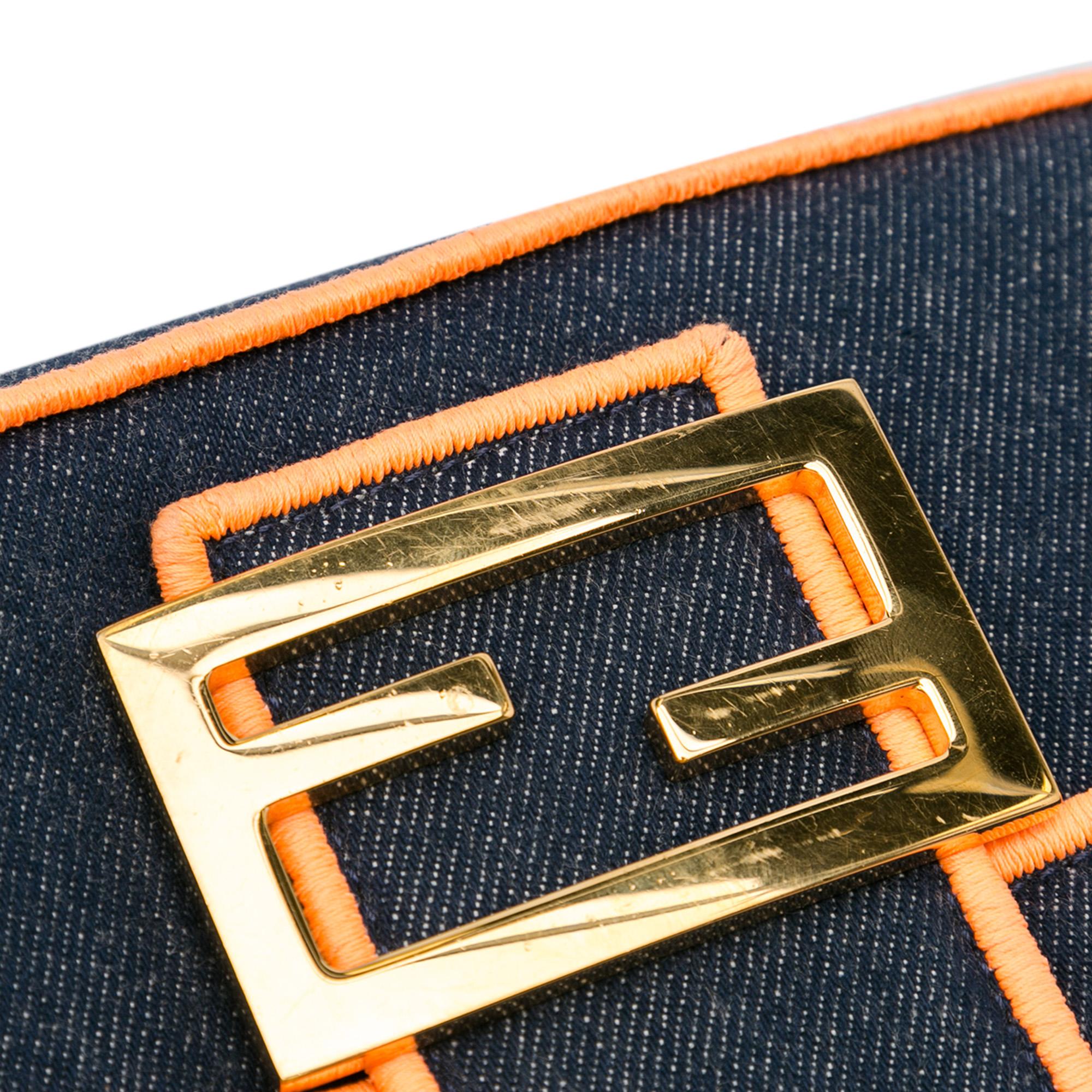Fendi Large Denim Baguette Satchel (SHG-Fm5Rer)