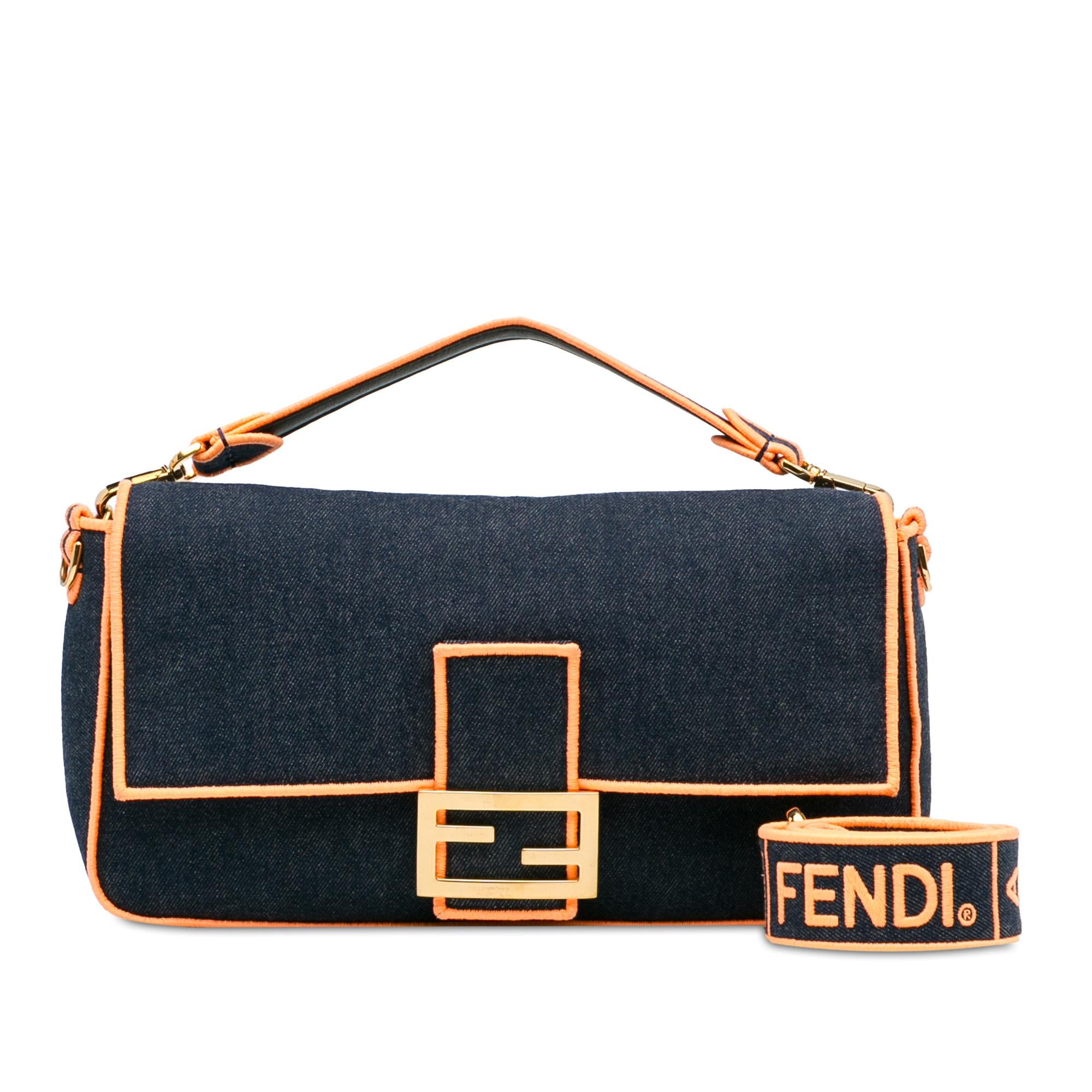 Fendi Large Denim Baguette Satchel (SHG-Fm5Rer)