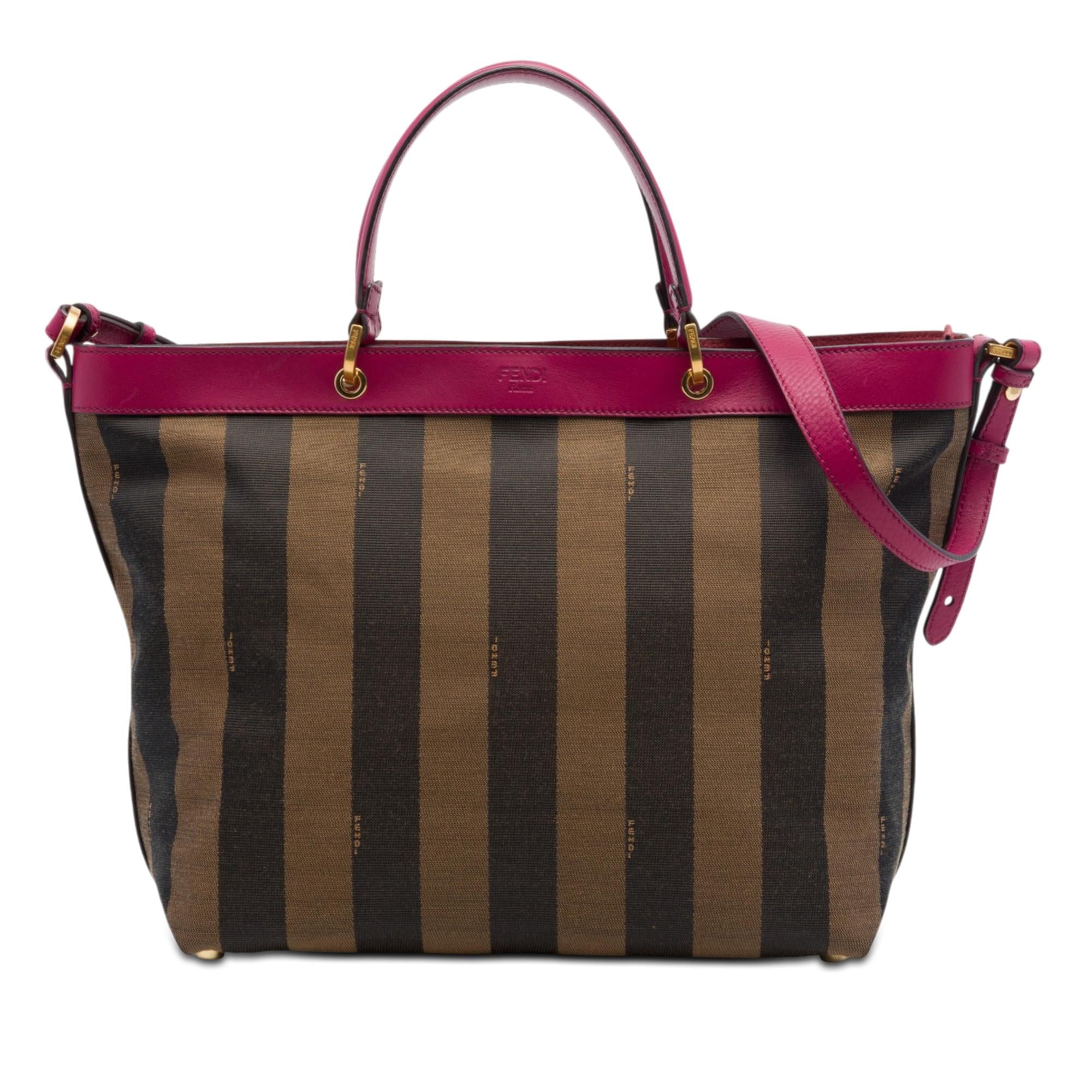 Fendi Large Pequin Canvas Satchel