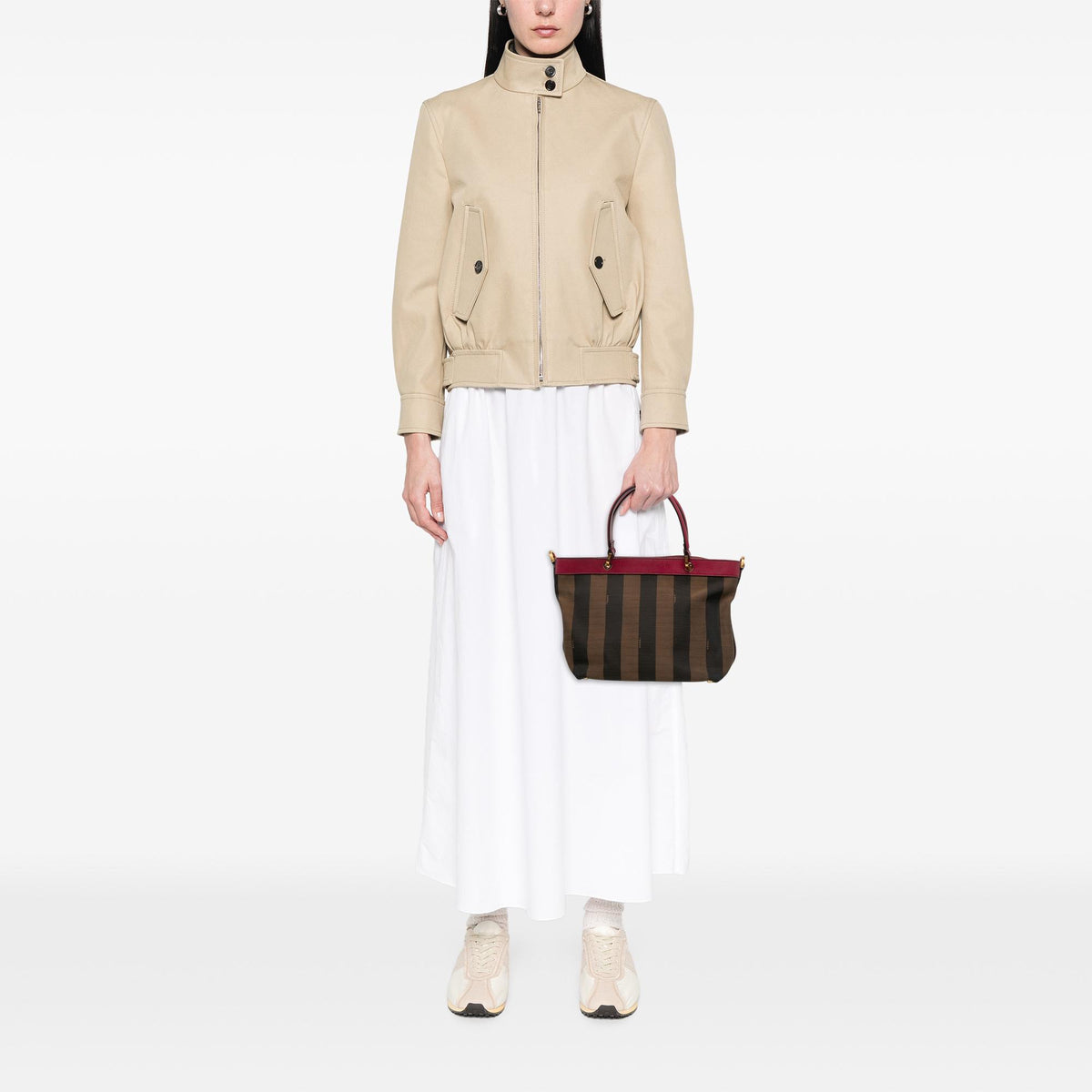 Fendi Large Pequin Canvas Satchel