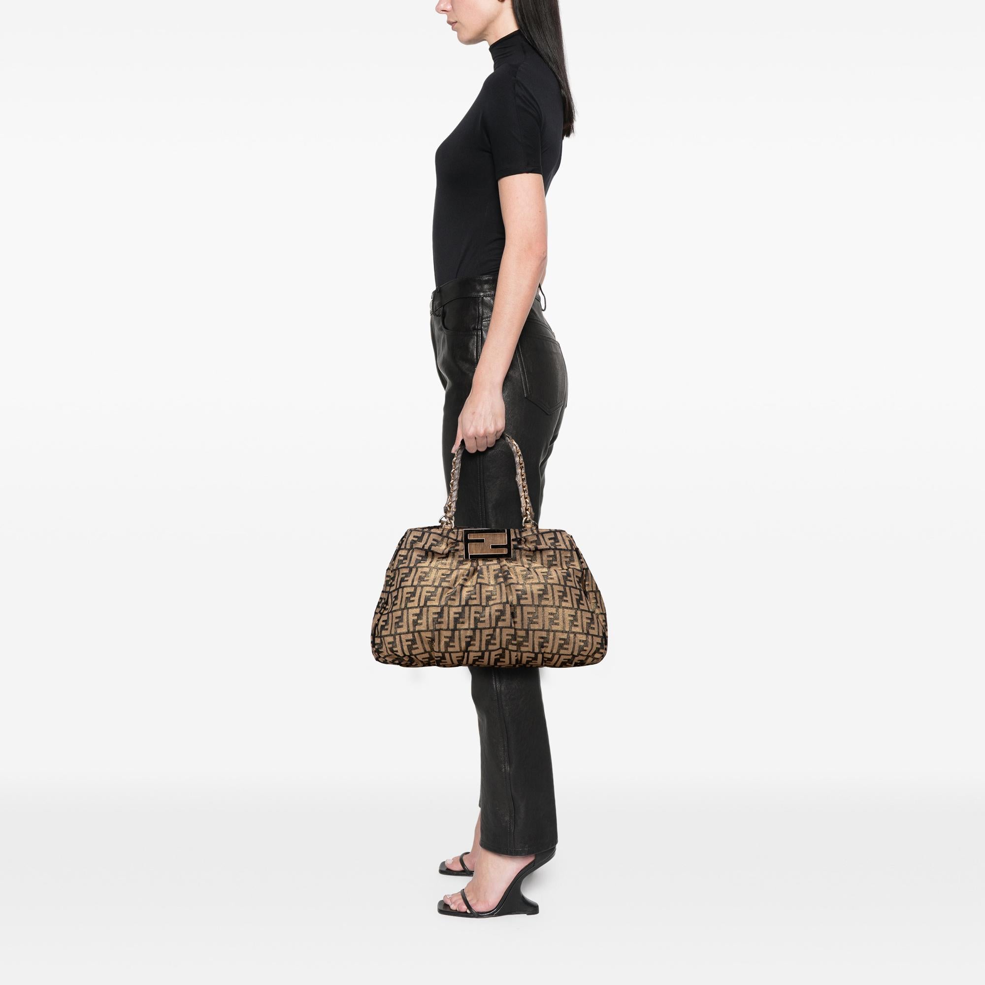 Fendi Large Zucca Metallic Lurex Mia Chain Tote