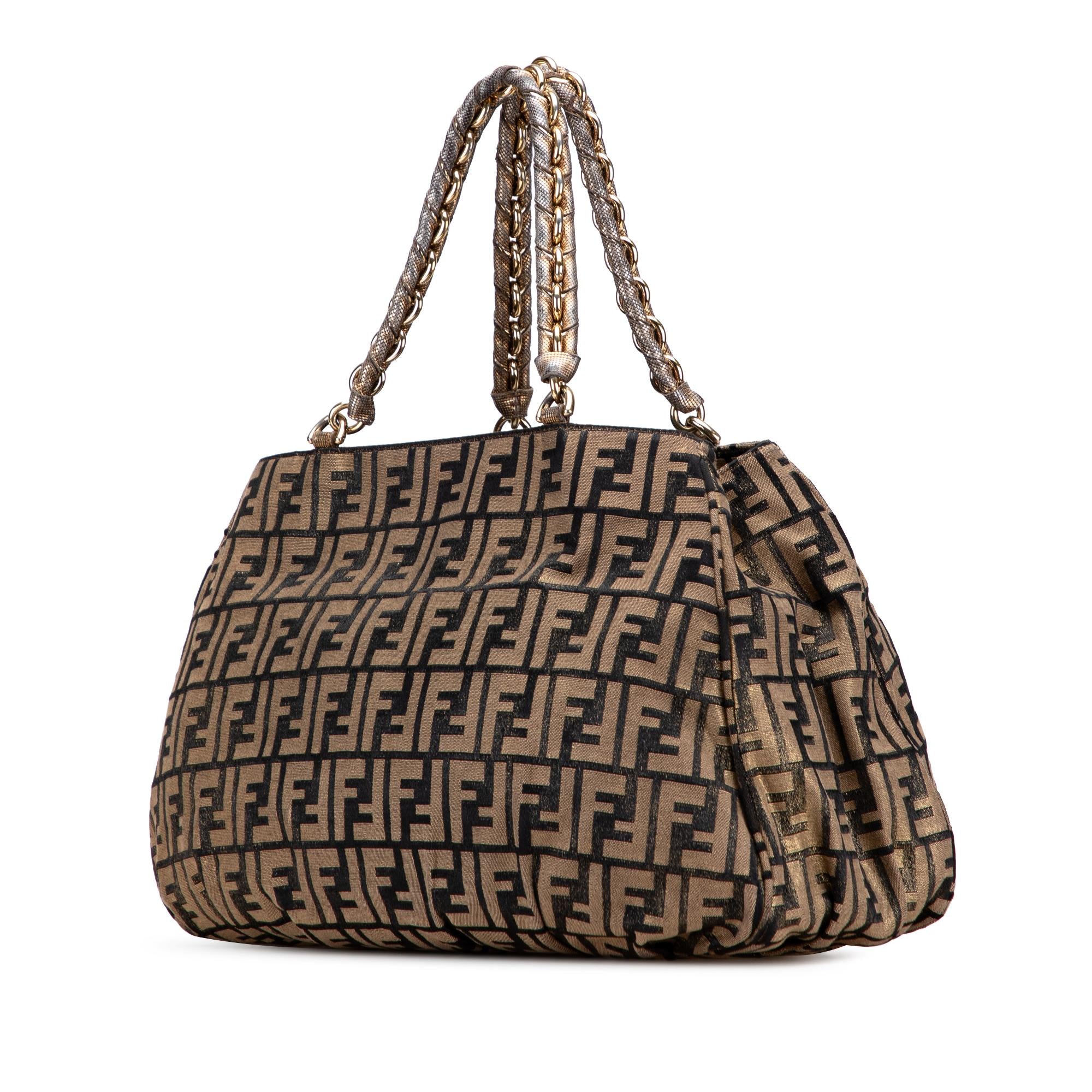 Fendi Large Zucca Metallic Lurex Mia Chain Tote