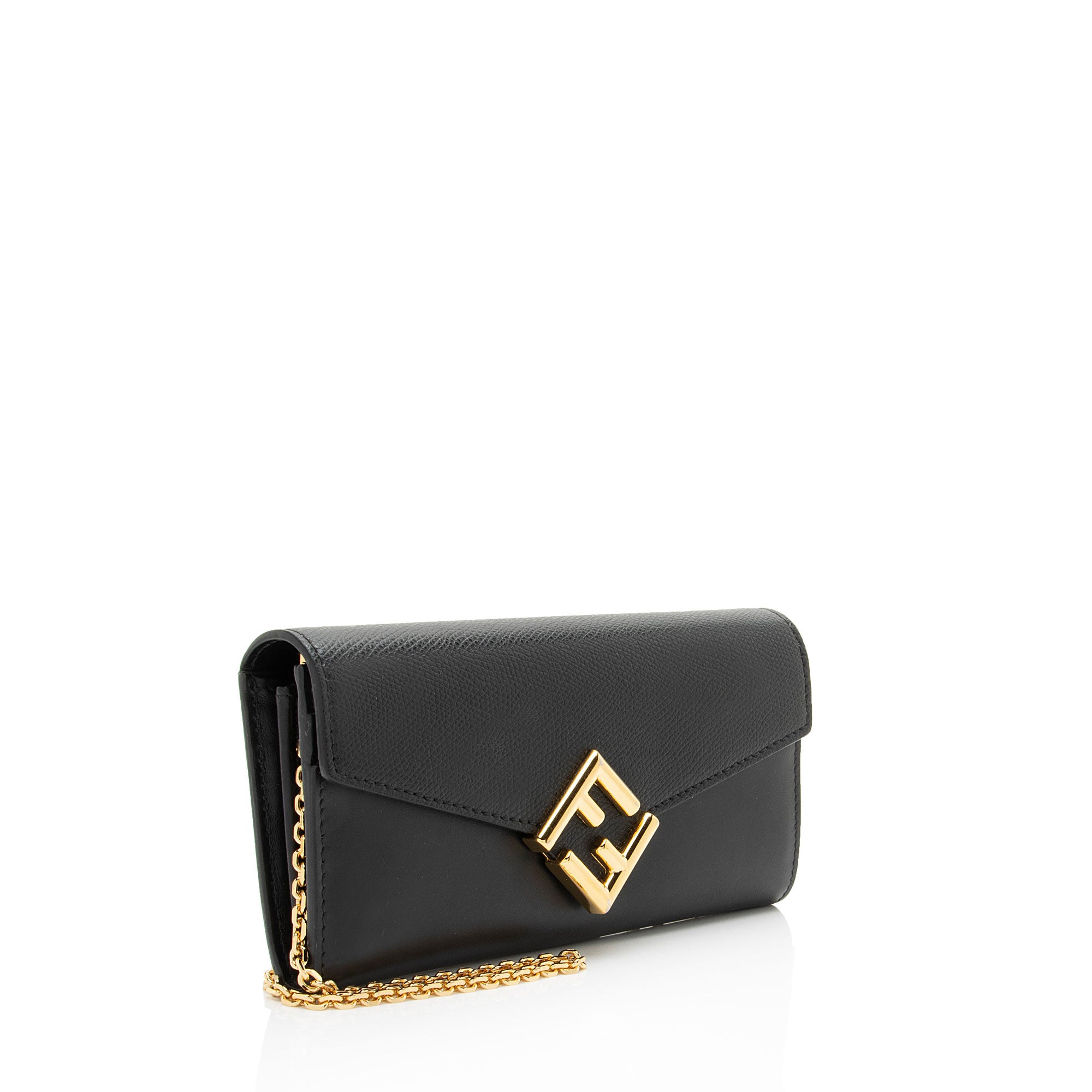 Fendi Leather FF Diamonds Continental Wallet on Chain