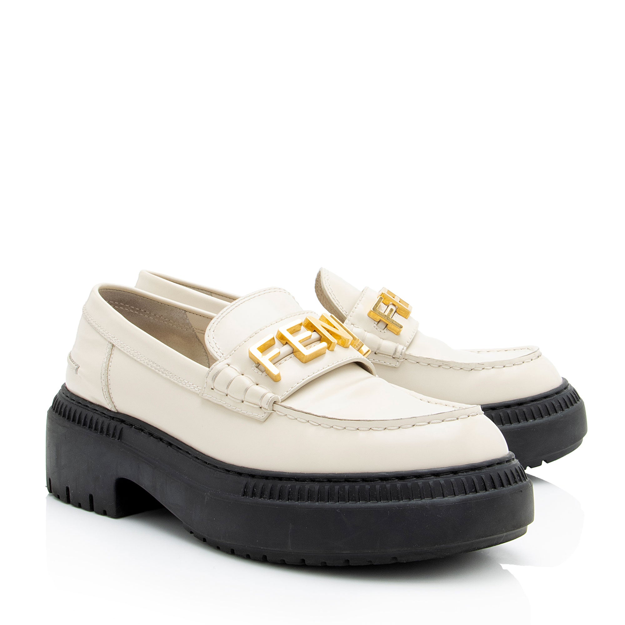 Fendi Leather Fendigraphy Platform Loafers - Size 10 / 40