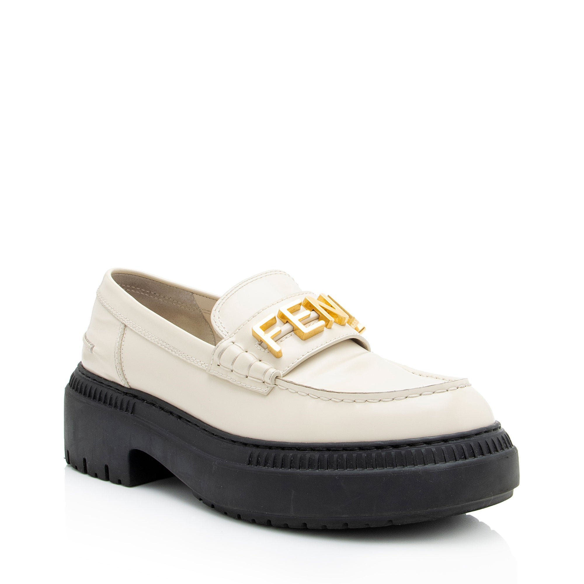 Fendi Leather Fendigraphy Platform Loafers - Size 10 / 40