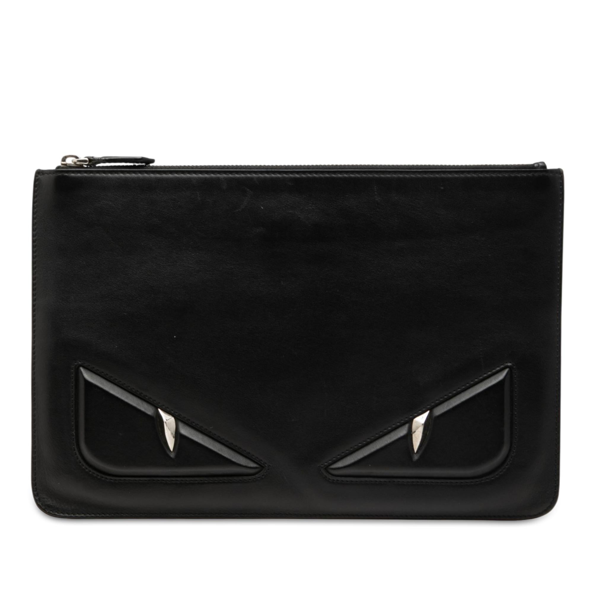 Fendi Leather Monster Zip Clutch