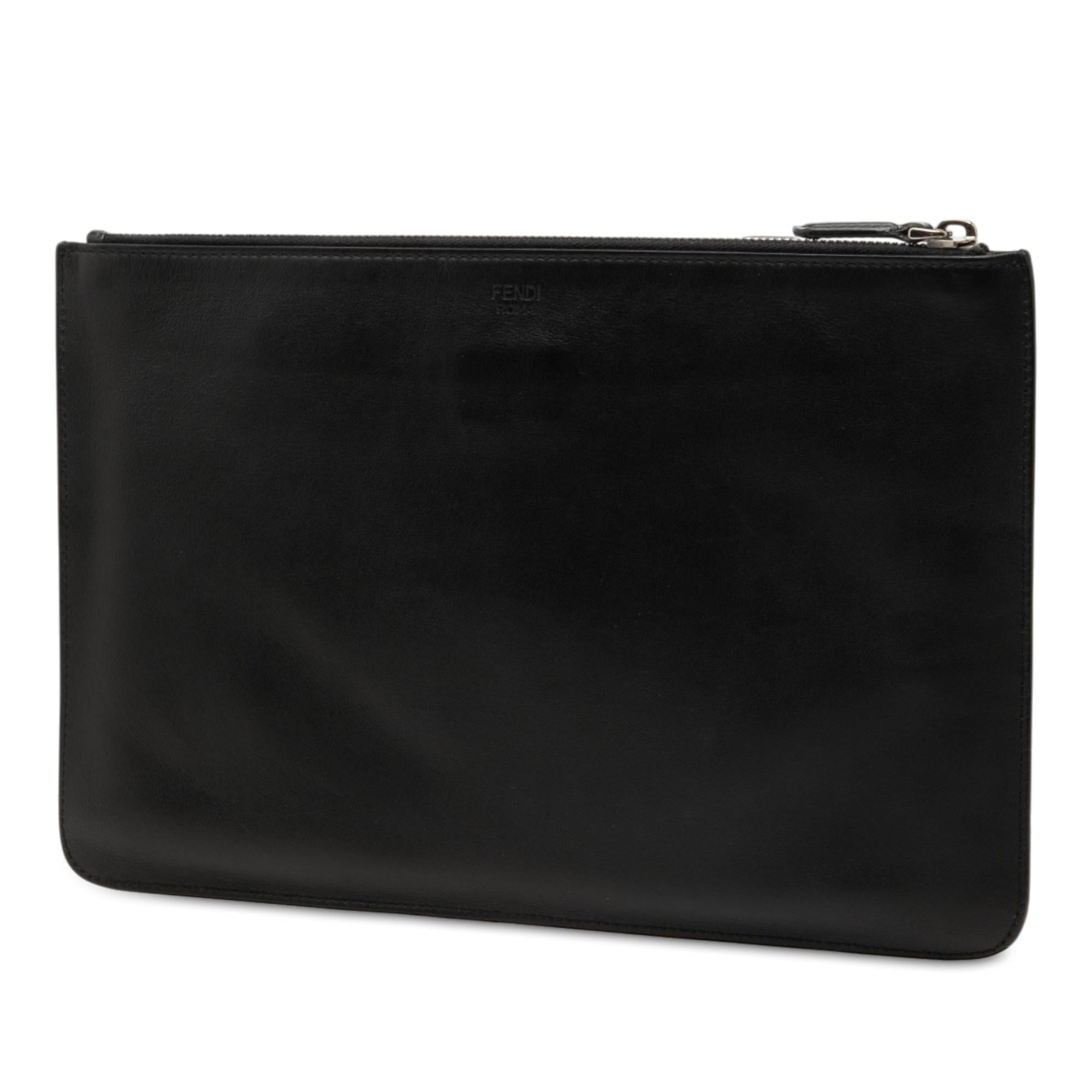 Fendi Leather Monster Zip Clutch