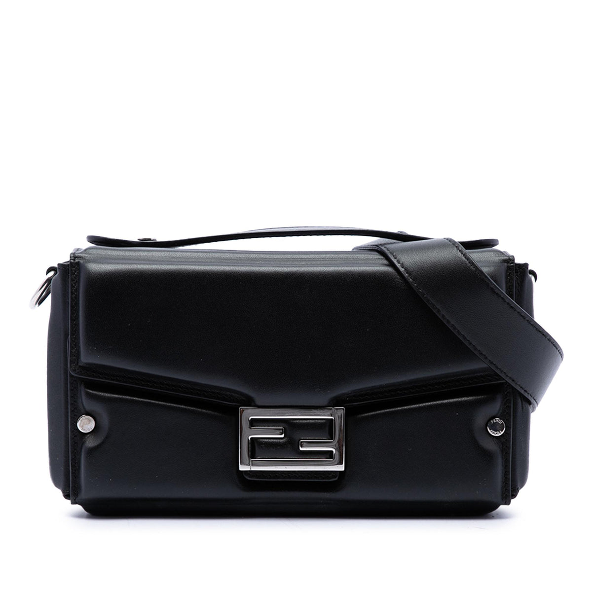 Fendi Leather Soft Trunk Baguette Satchel