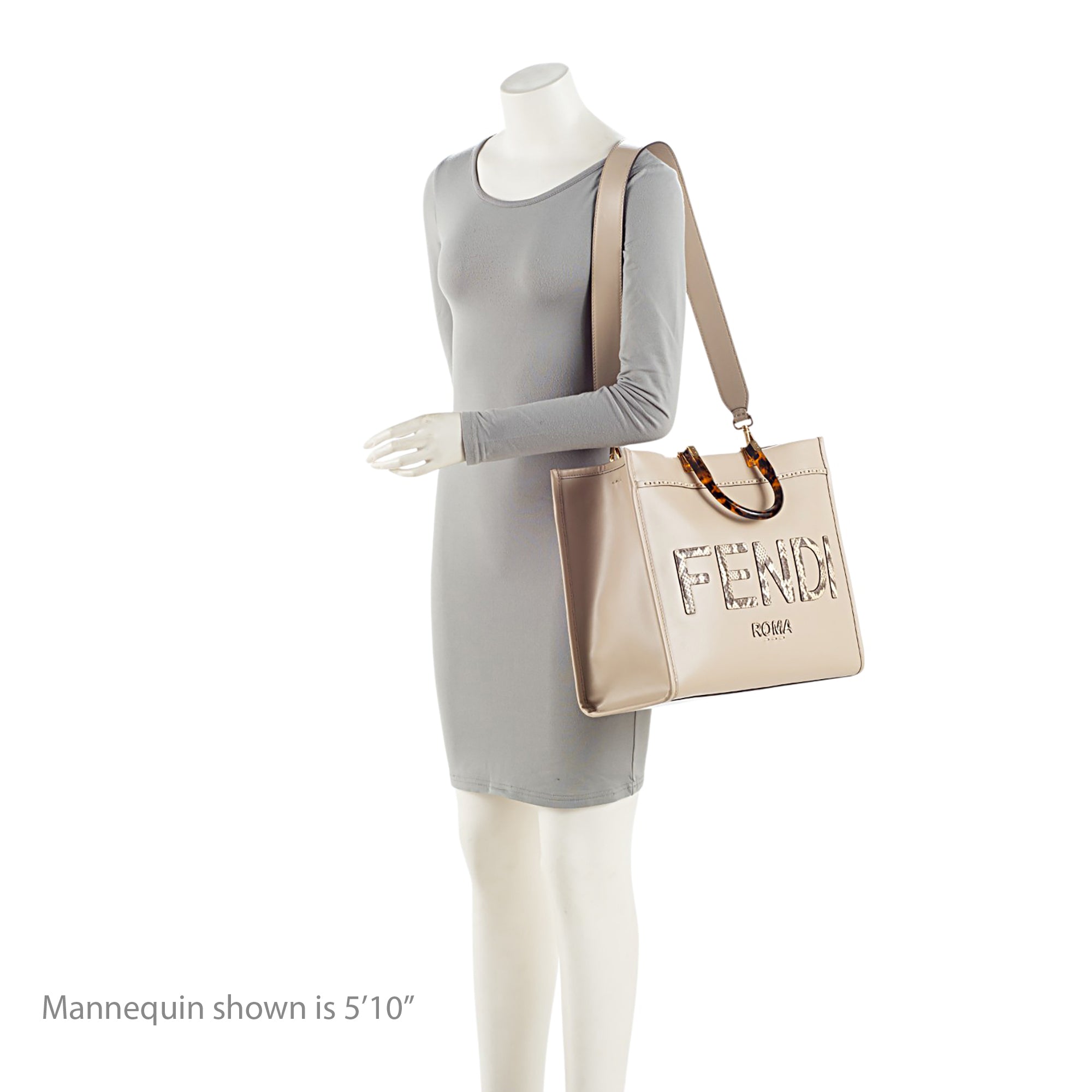 Fendi Leather Python Sunshine Medium Shopper Tote