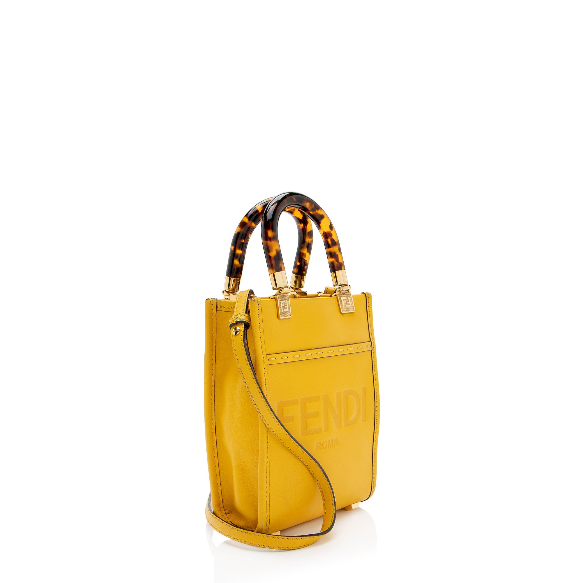 Fendi Leather Sunshine Mini Shopper Tote