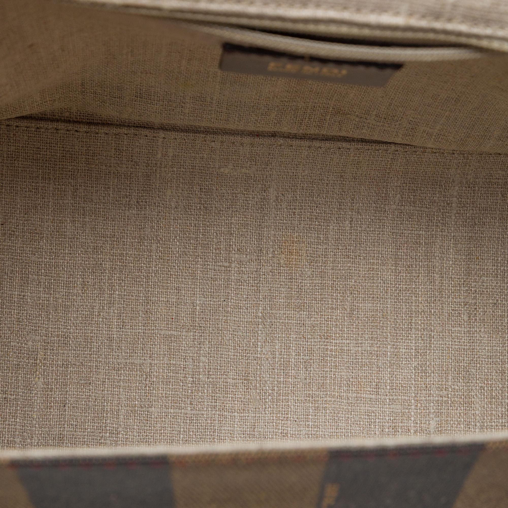 Fendi Leather and Pequin Canvas Selleria Silvana Satchel