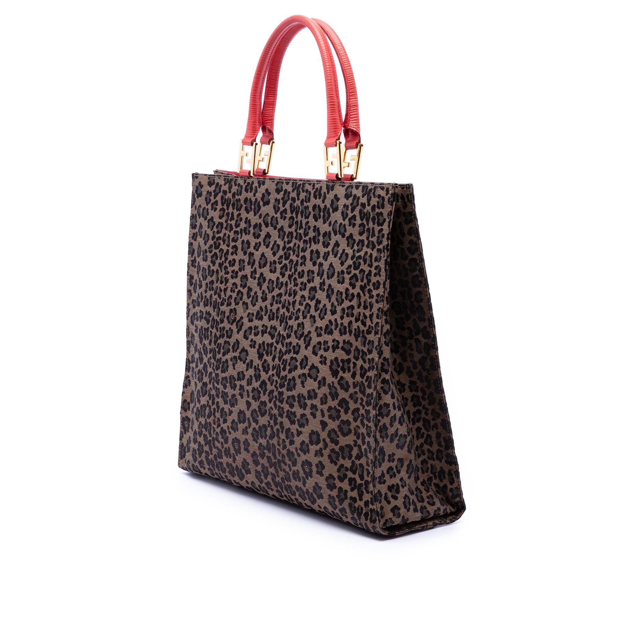 Fendi Leopard Print Canvas Tote