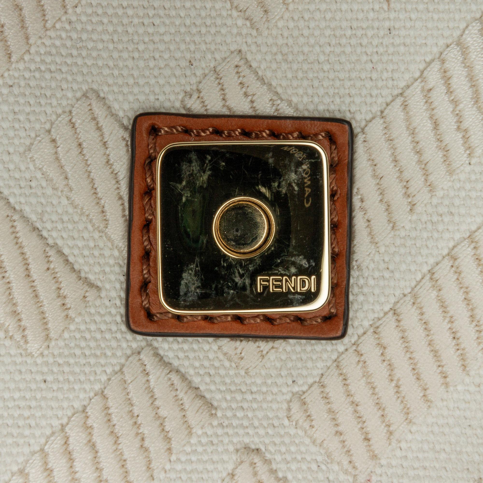 Fendi Medium Embroidered Canvas Baguette