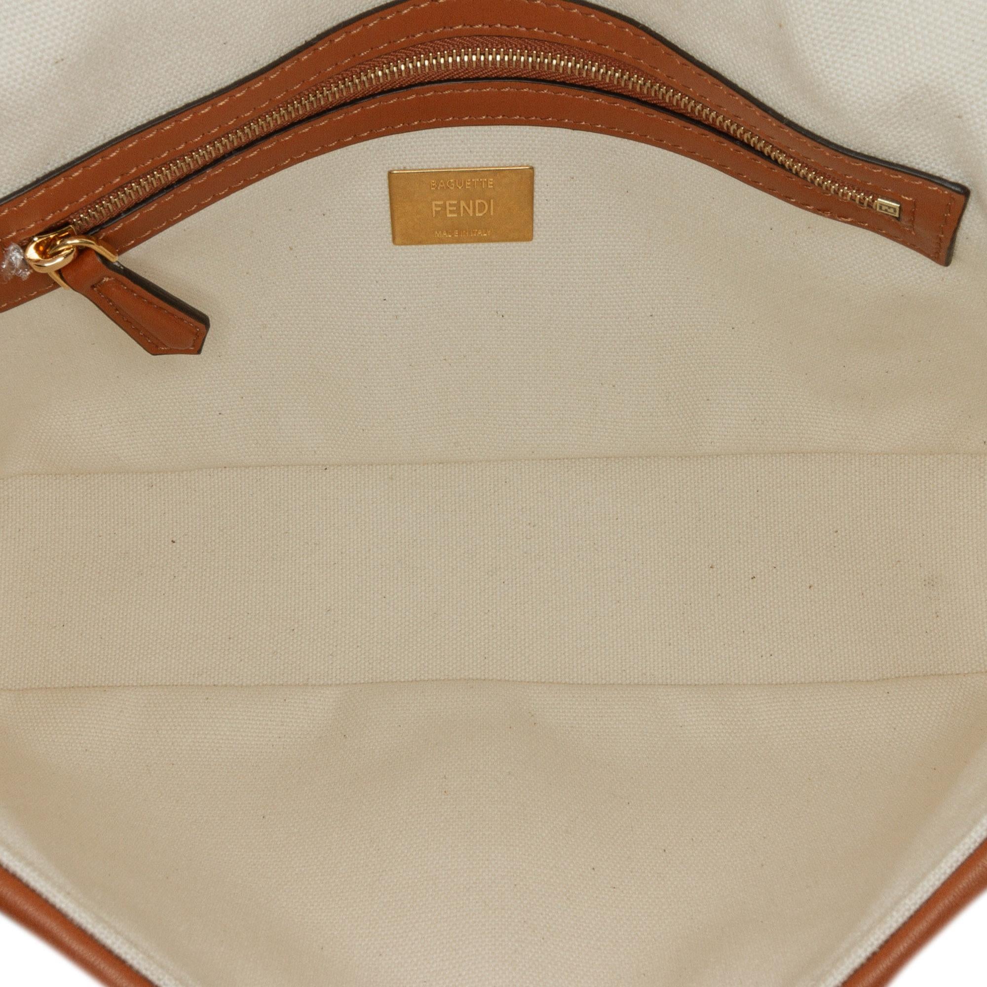 Fendi Medium Embroidered Canvas Baguette
