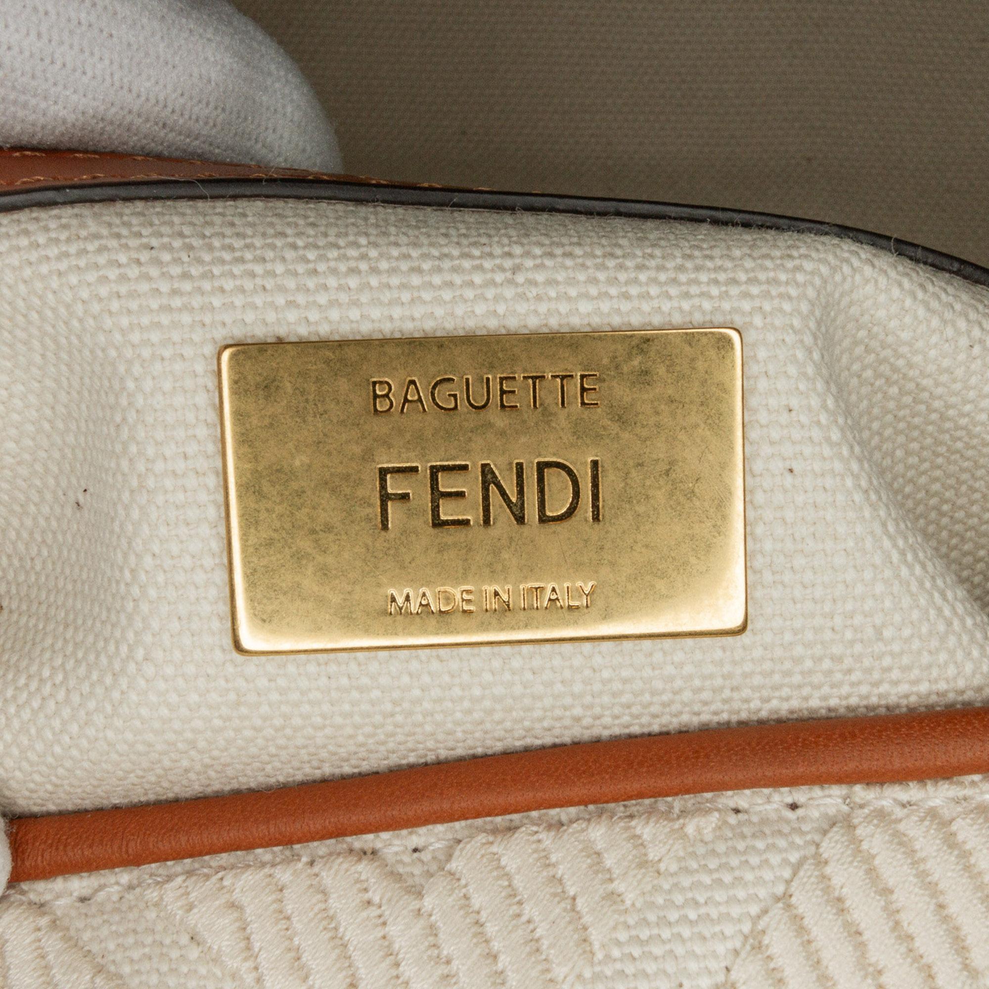 Fendi Medium Embroidered Canvas Baguette