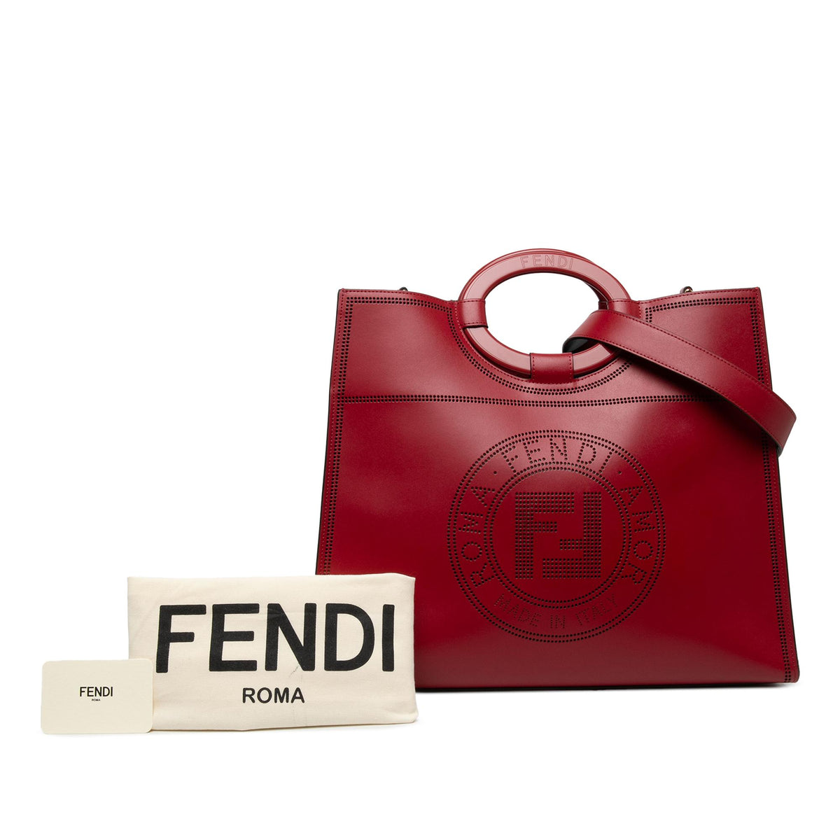 Fendi Medium Perforated Leather Runaway Tote