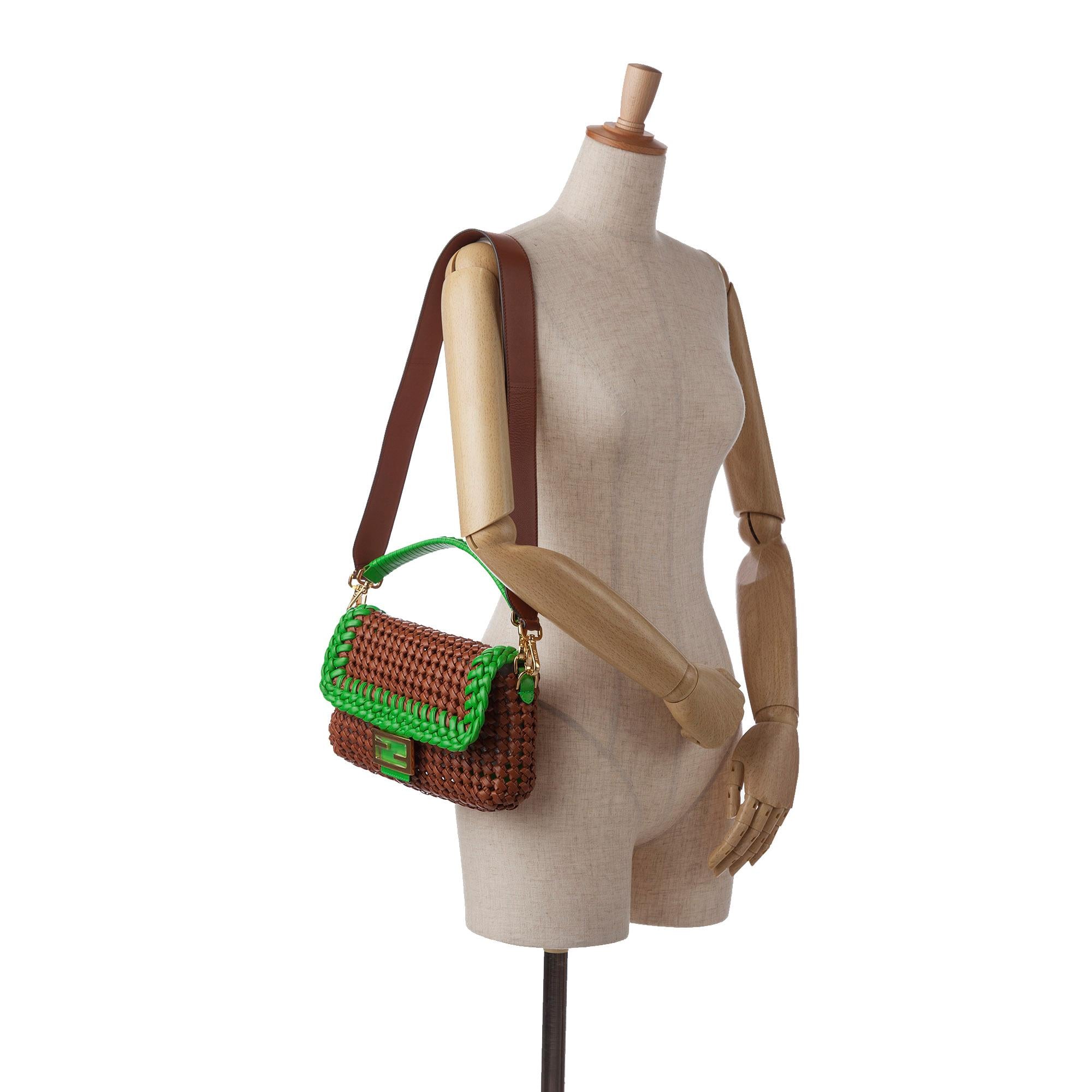 Fendi Medium Woven Leather Baguette Bag (SHG-TagzzS)