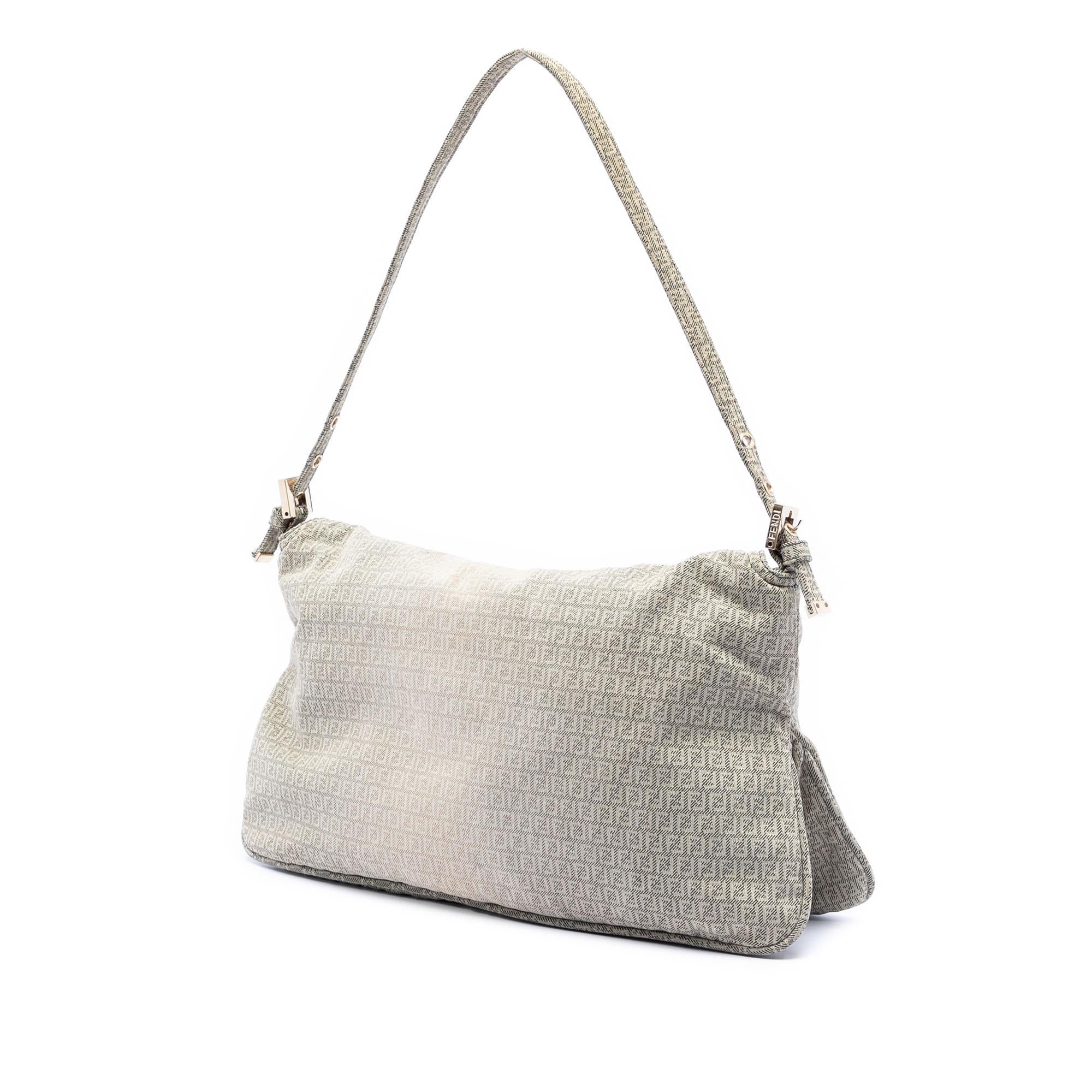 Fendi Micro Zucchino Canvas Double Flap Shoulder Bag