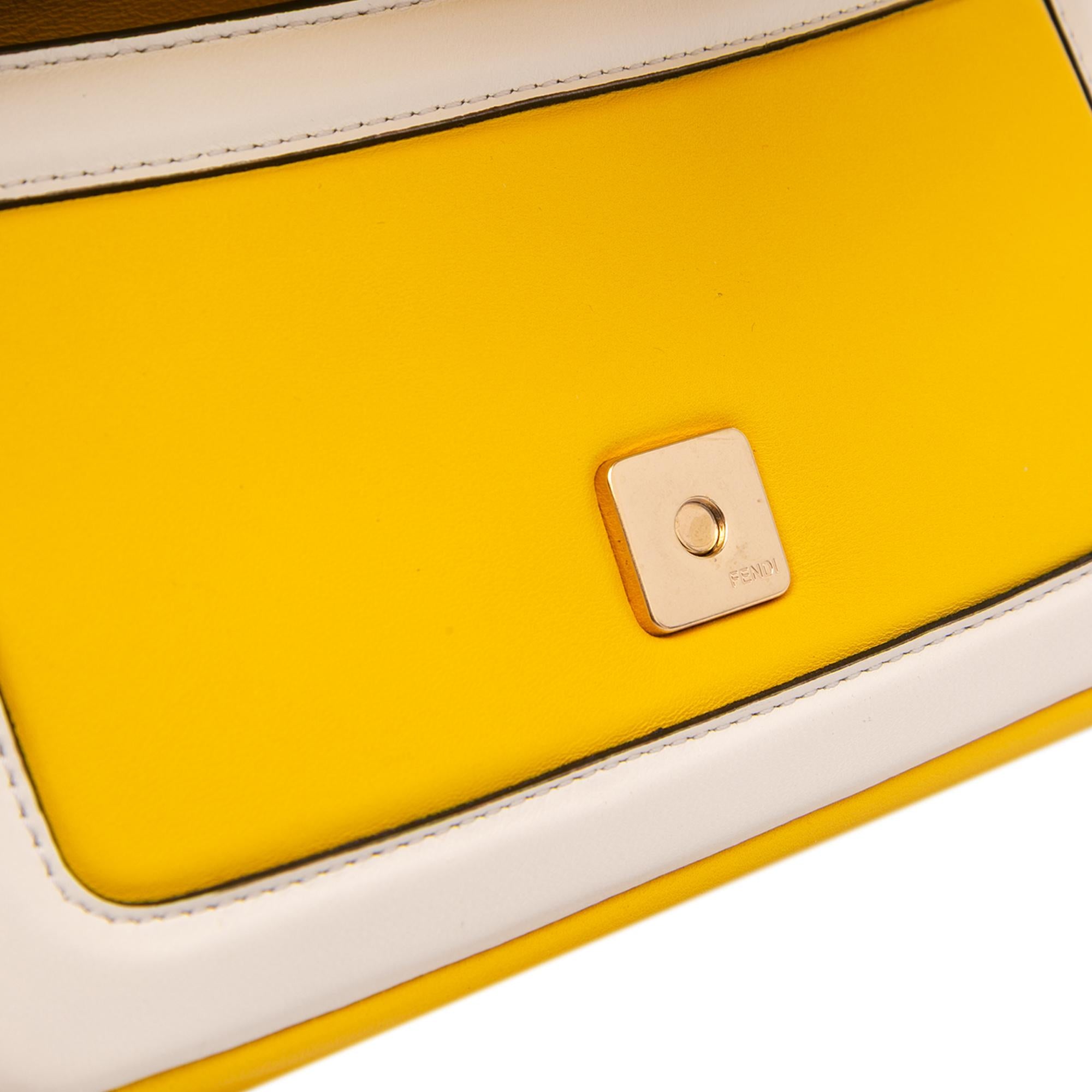 Fendi Mini Bicolor Nappa Apolo Chain Baguette Shoulder Bag