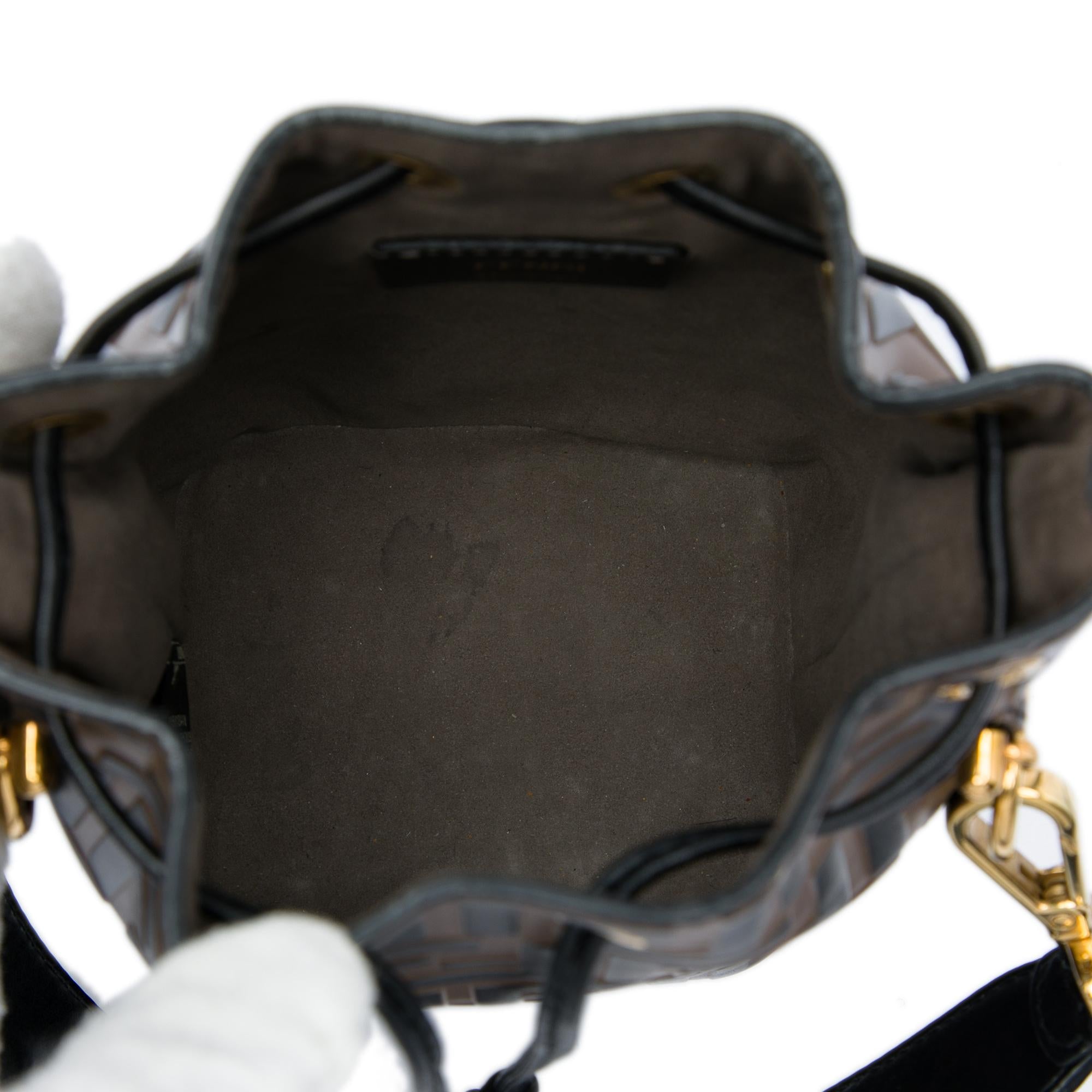 Fendi Mini FF 1974 Embossed Leather Mon Tresor Bucket Bag