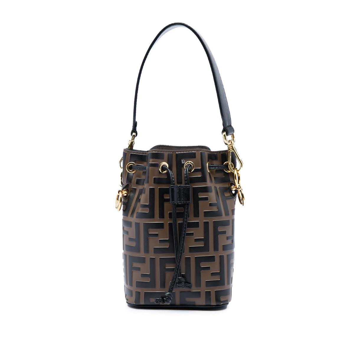Fendi Mini FF 1974 Embossed Leather Mon Tresor Bucket Bag